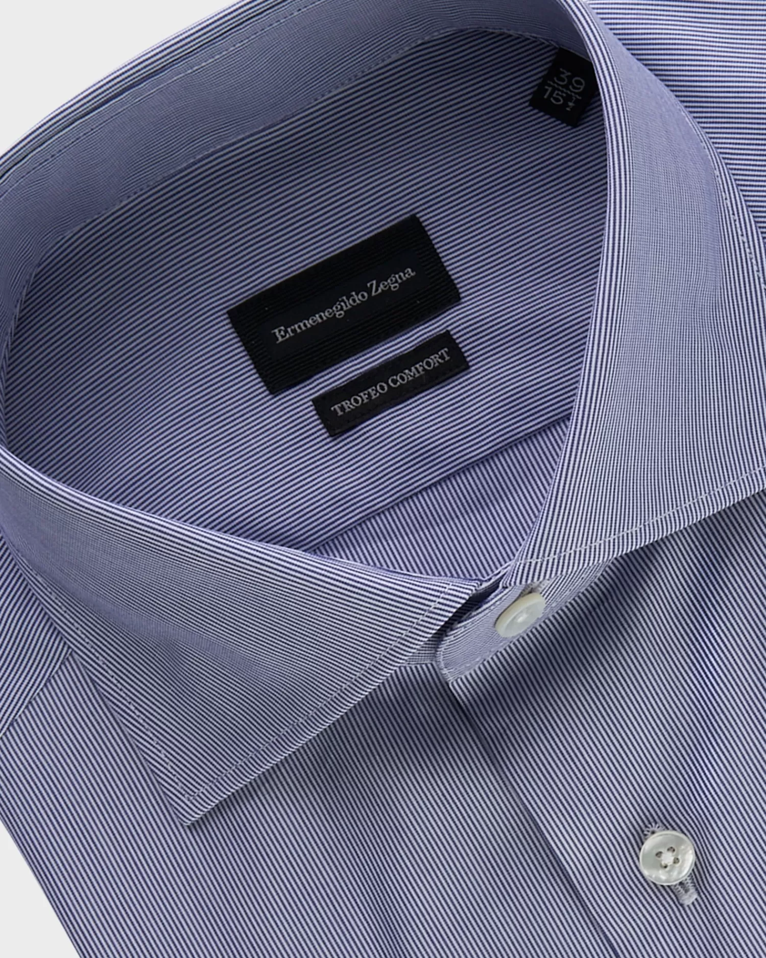 Ermenegildo Zegna Dark Blue Pinstripe French Cuff Trofeo Cotton Shirt^ Business Shirts