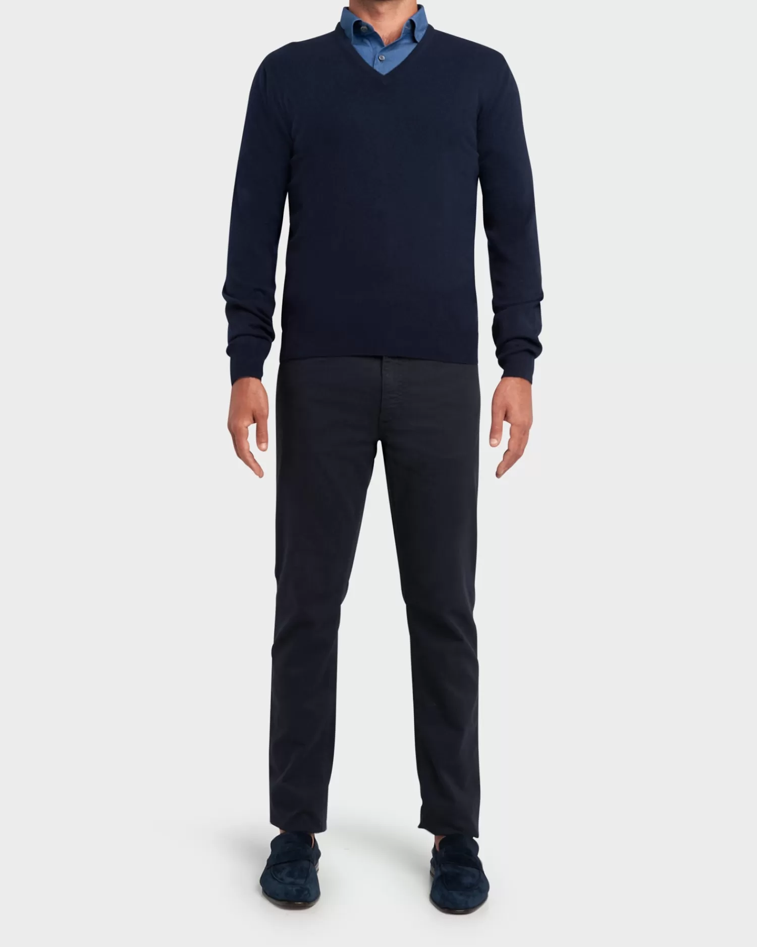 Gran Sasso Dark Blue V Neck Knit Sweater^ Knitwear