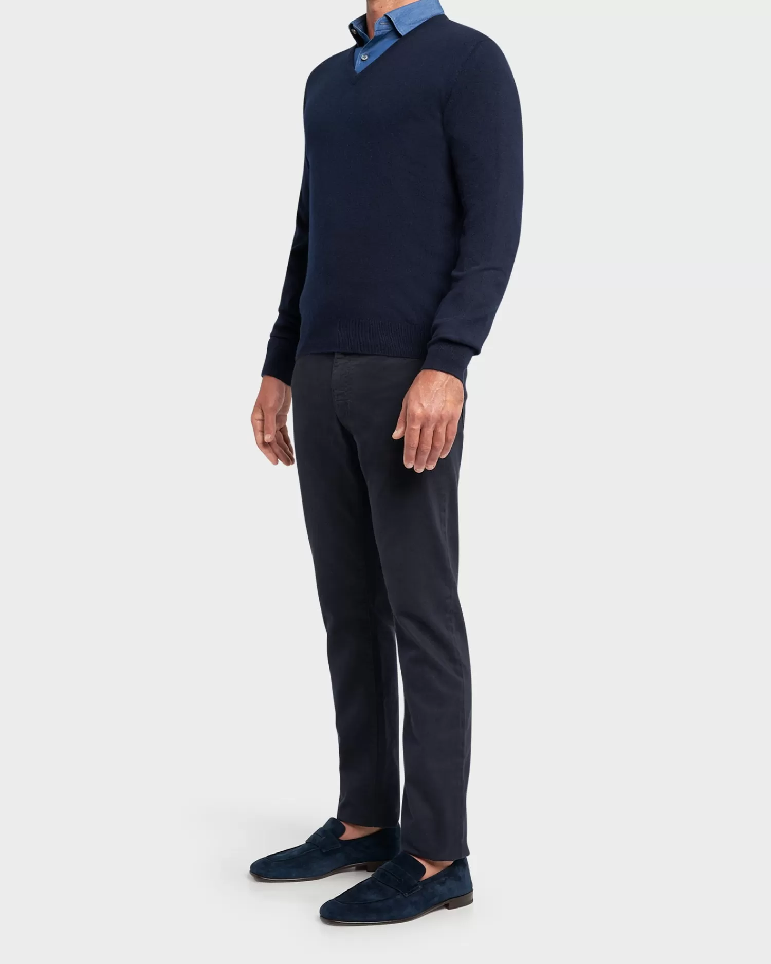 Gran Sasso Dark Blue V Neck Knit Sweater^ Knitwear