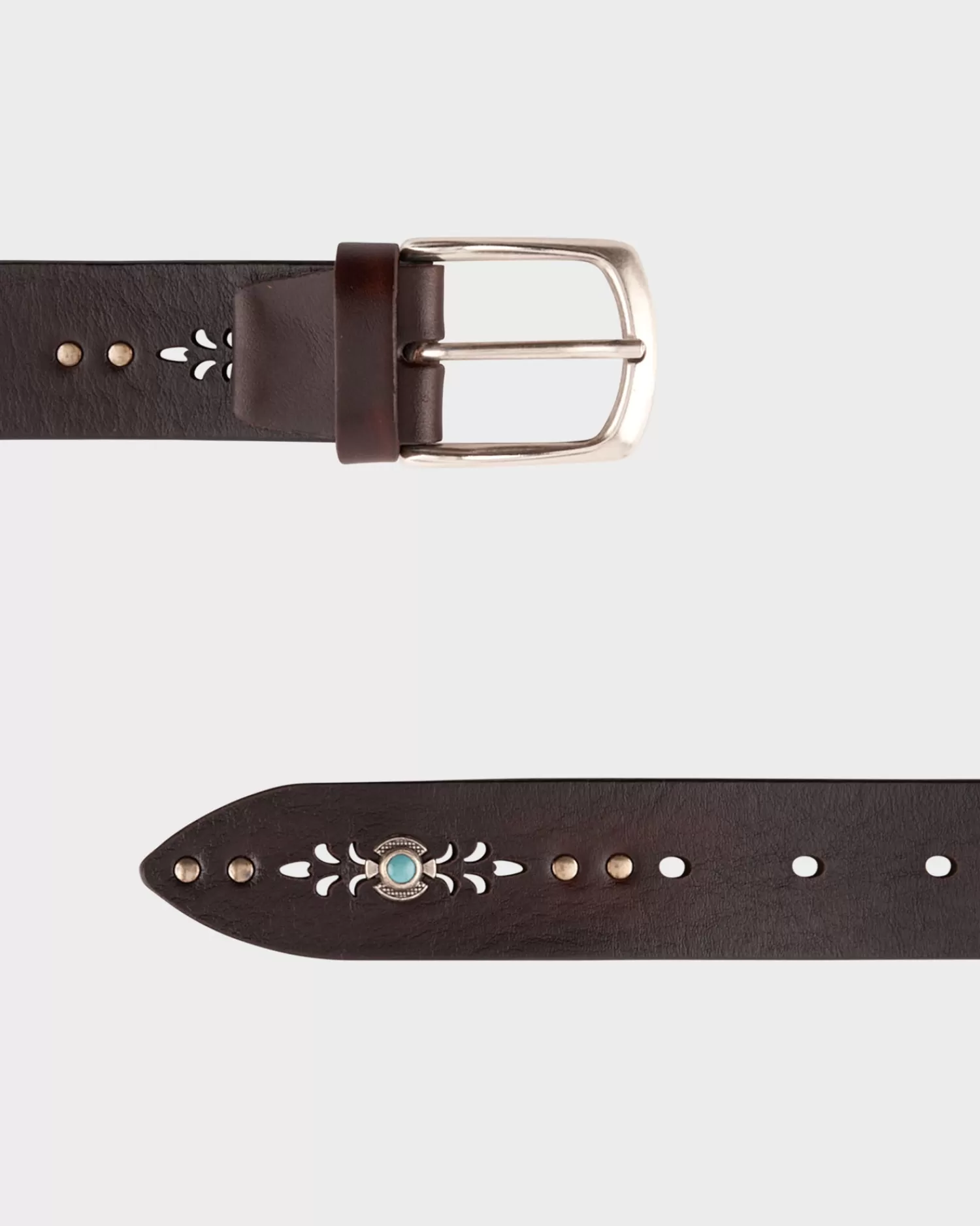 Alberto Luti Dark Brown And Turquoise Studded Belt^ Belts