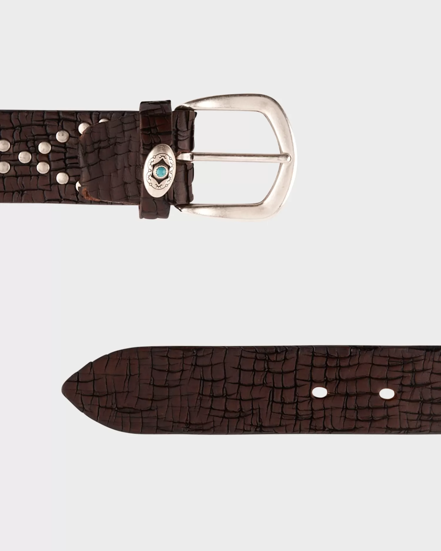 Alberto Luti Dark Brown Distressed Studded Belt^ Belts