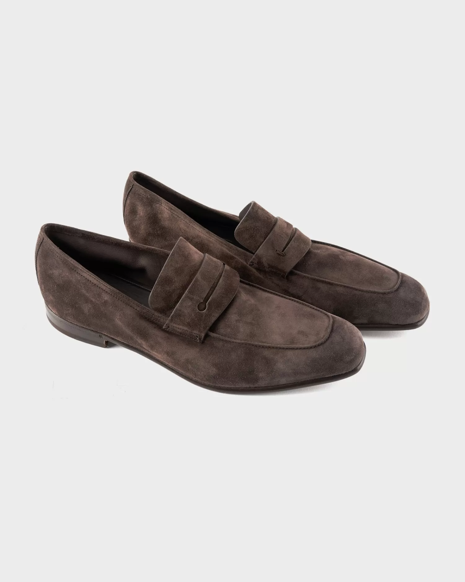 Ermenegildo Zegna Dark Brown Suede L'Asola Moccasins^ Loafers