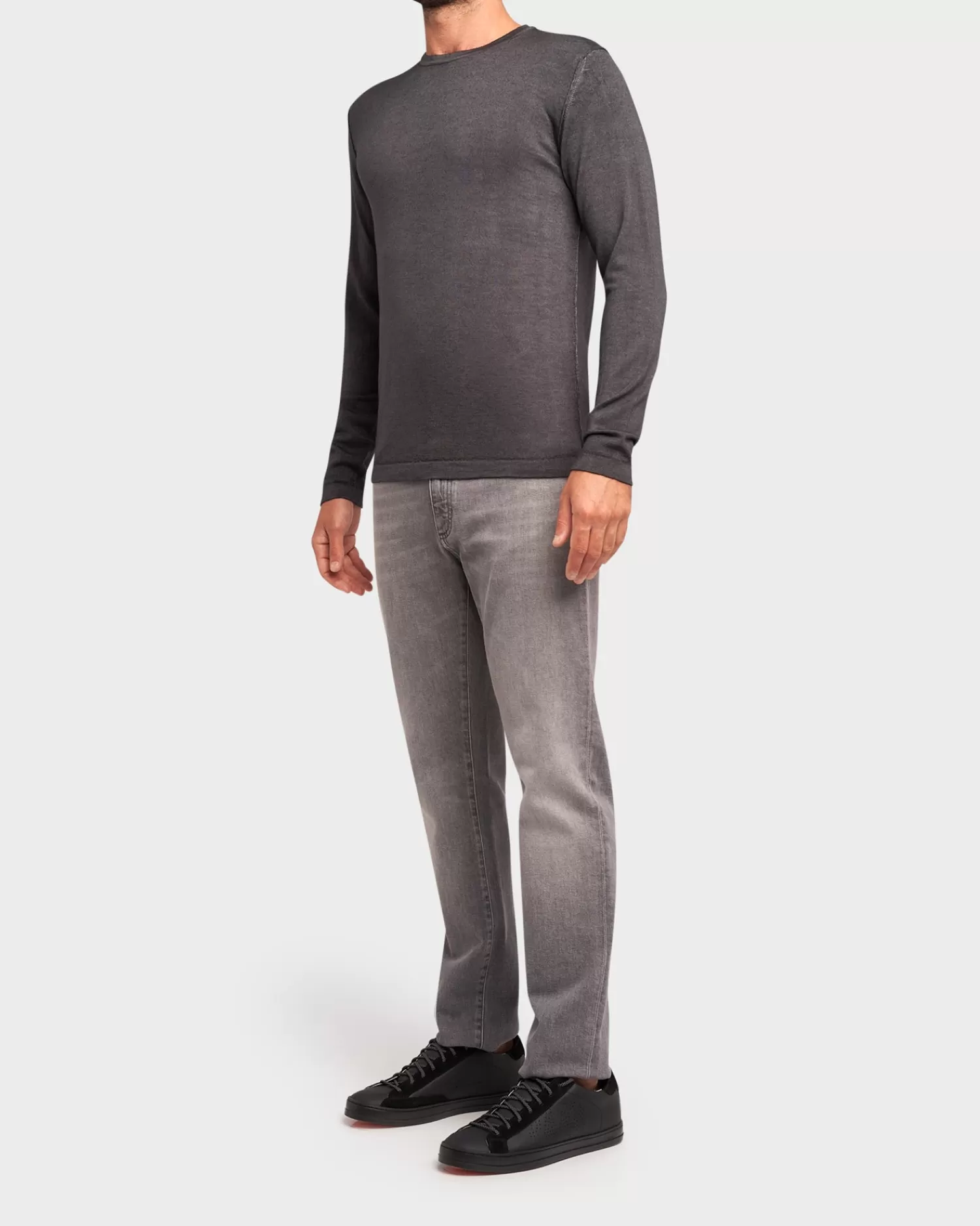 Crossley Dark Grey Pure Wool Crew Knit^ Sweatshirts And Hoodies