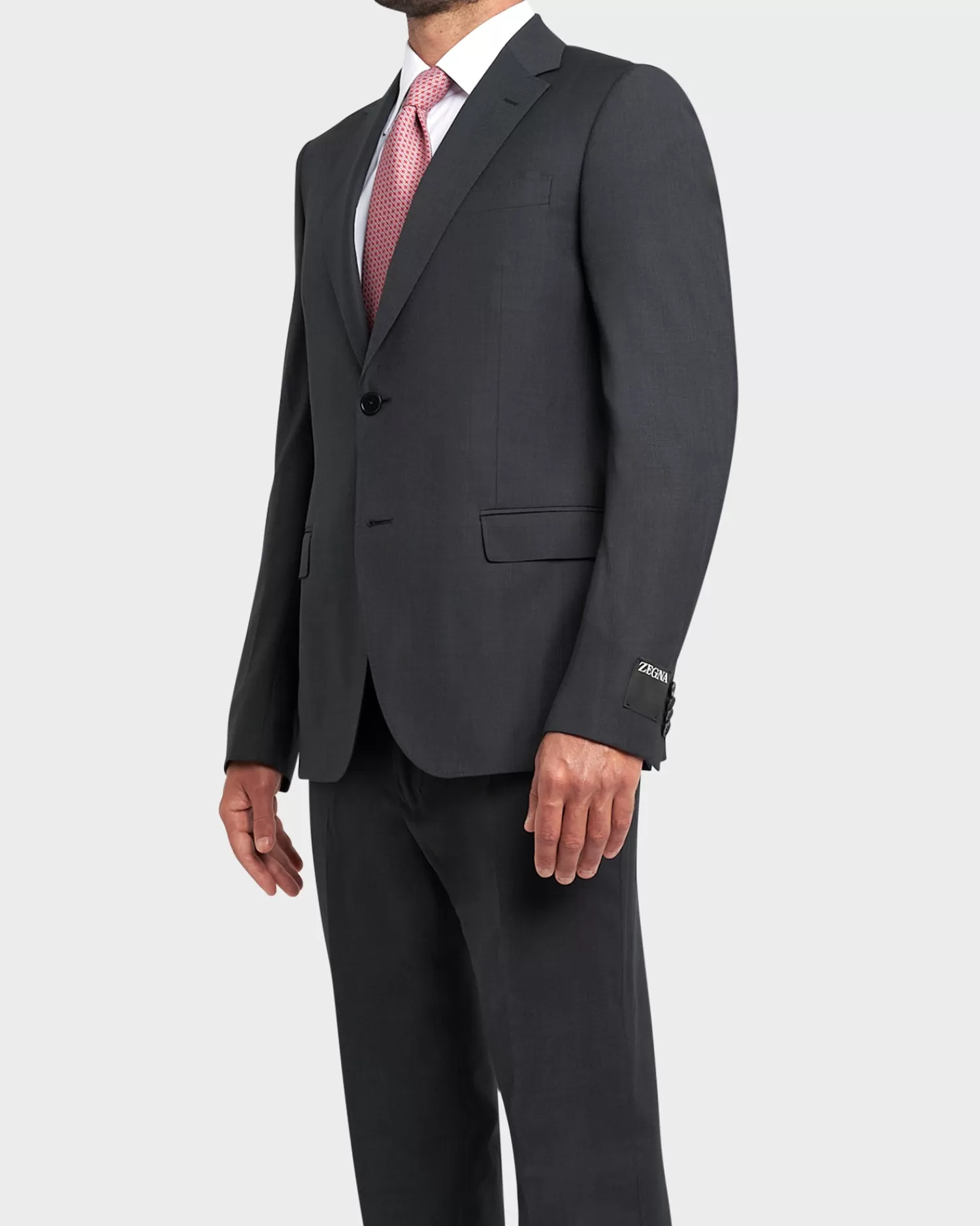 Zegna Dark Gunmetal Microstructure Wool Suit^ Suiting