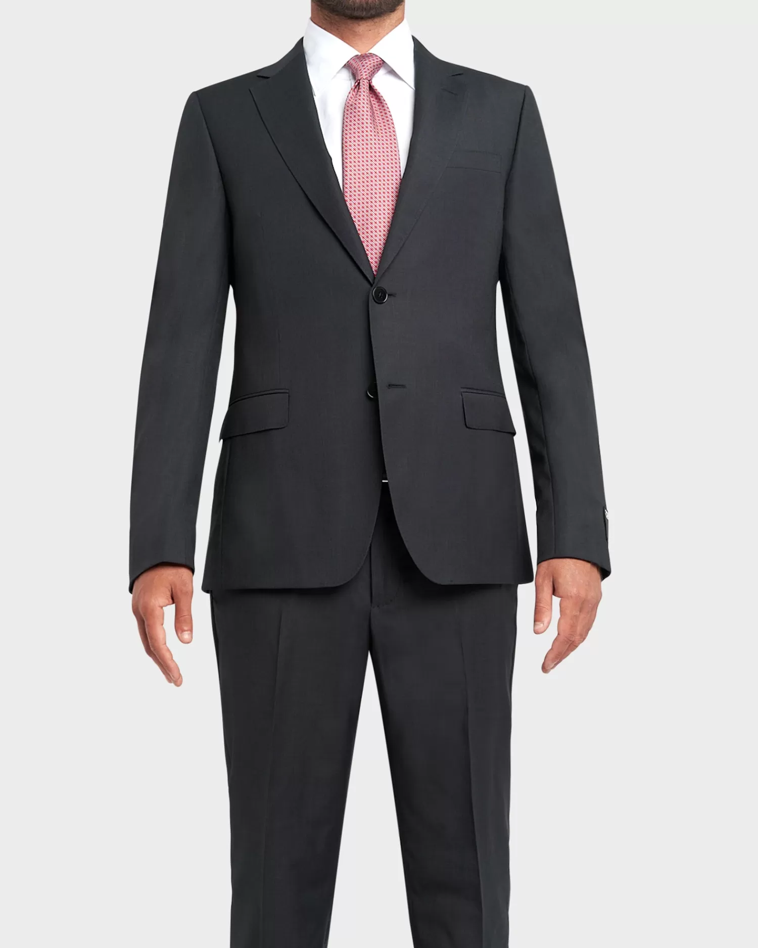 Zegna Dark Gunmetal Microstructure Wool Suit^ Suiting