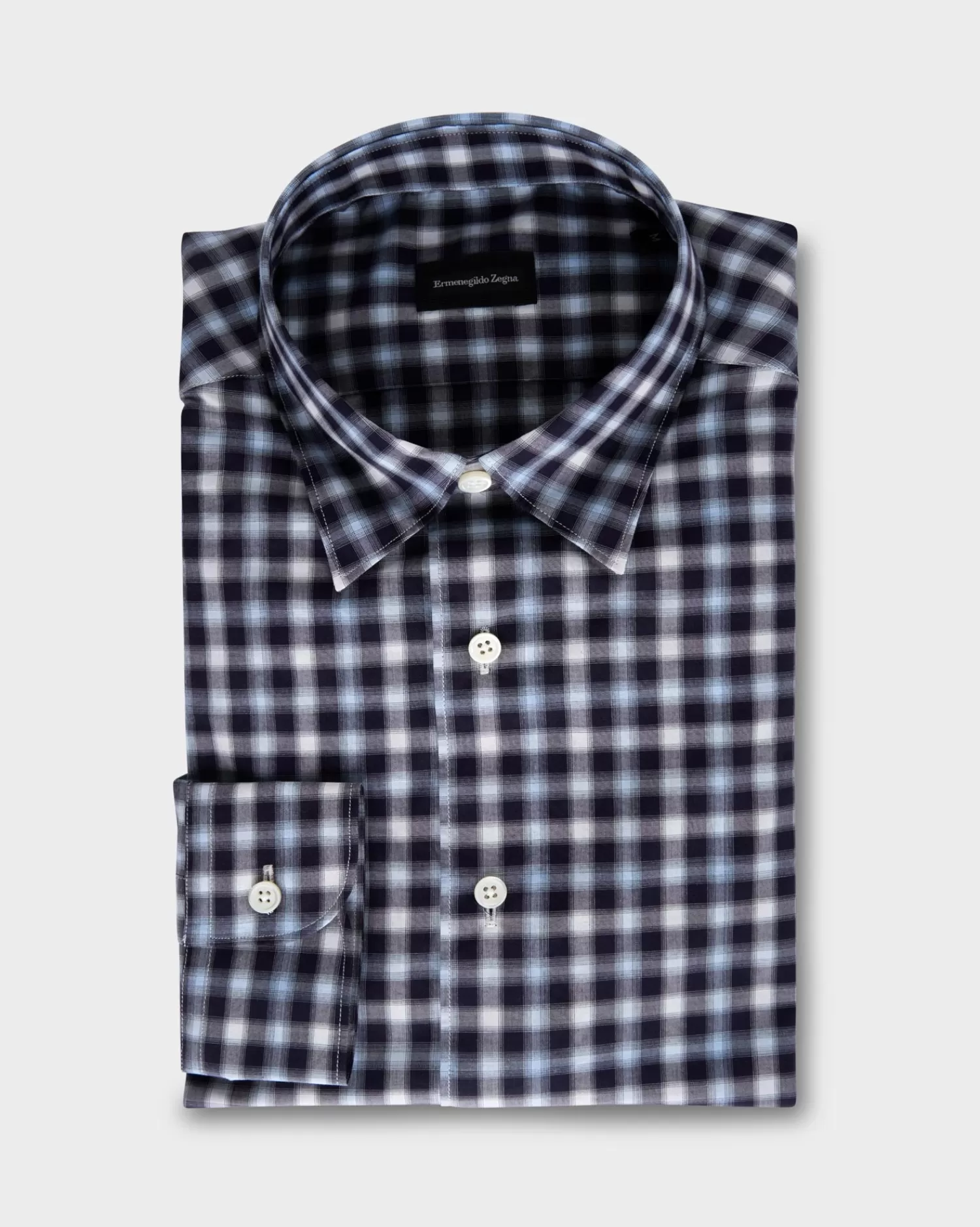 Ermenegildo Zegna Dark Indigo And White Check Shirt^ Casual Shirts