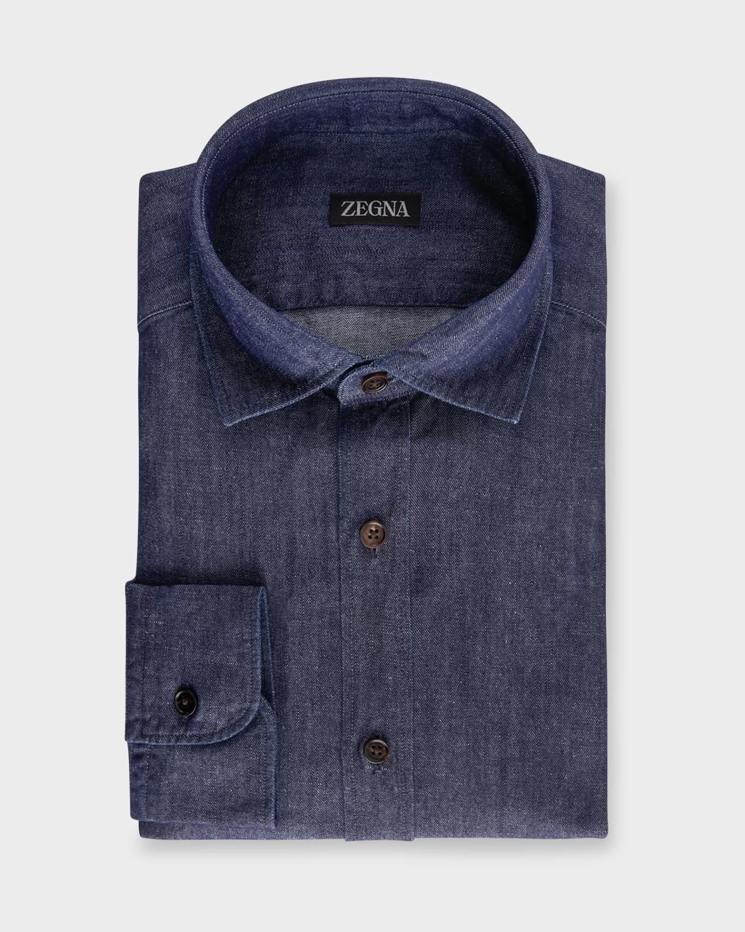 Zegna Dark Indigo Cotton Linen Shirt^ Casual Shirts