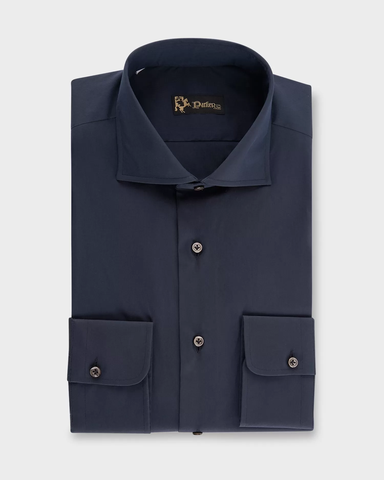 * Dark Navy Cotton Stretch Shirt^ Business Shirts