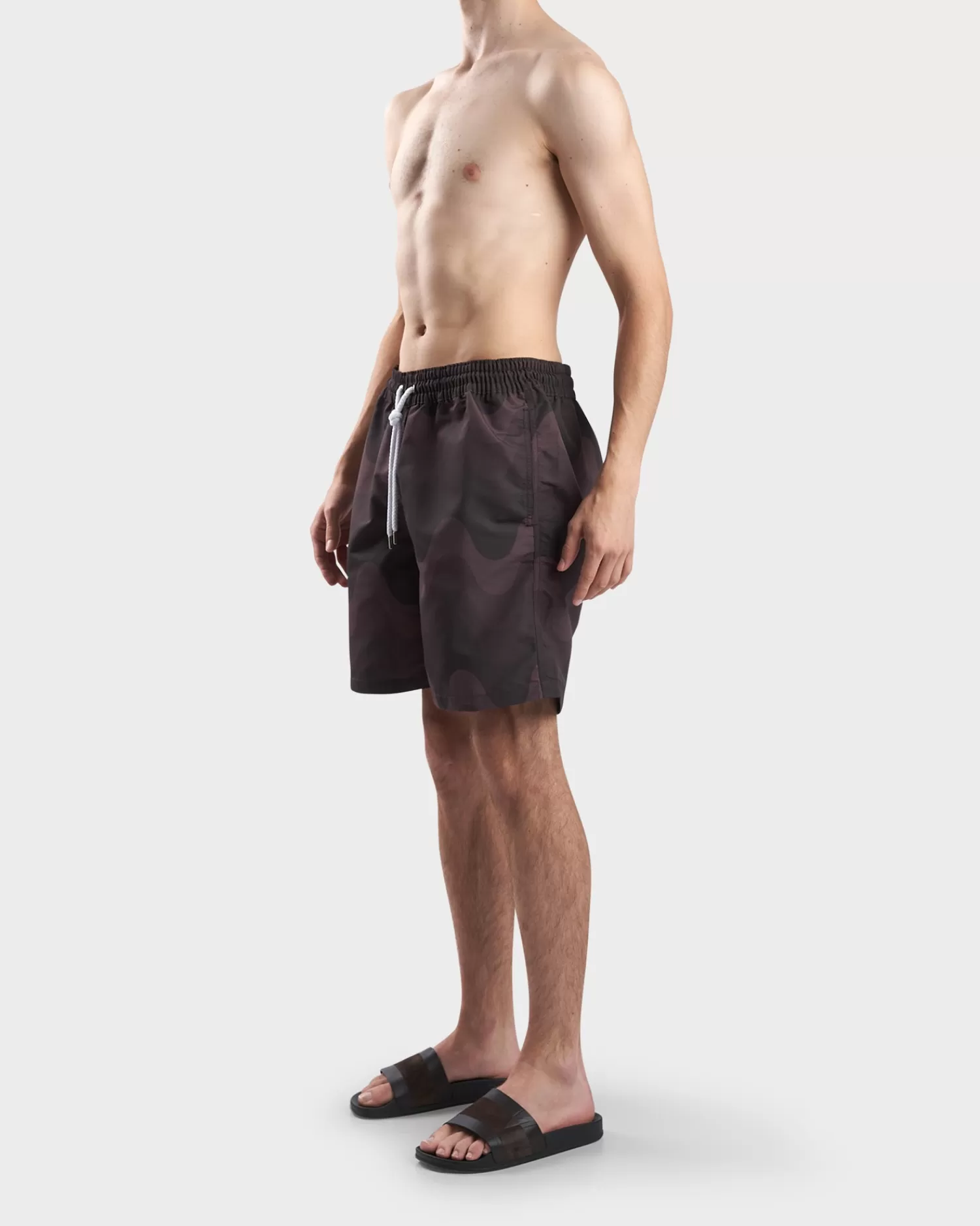 Frescobol Carioca Dark Oat Brown Wave Copacabana Swim Shorts^ Shorts