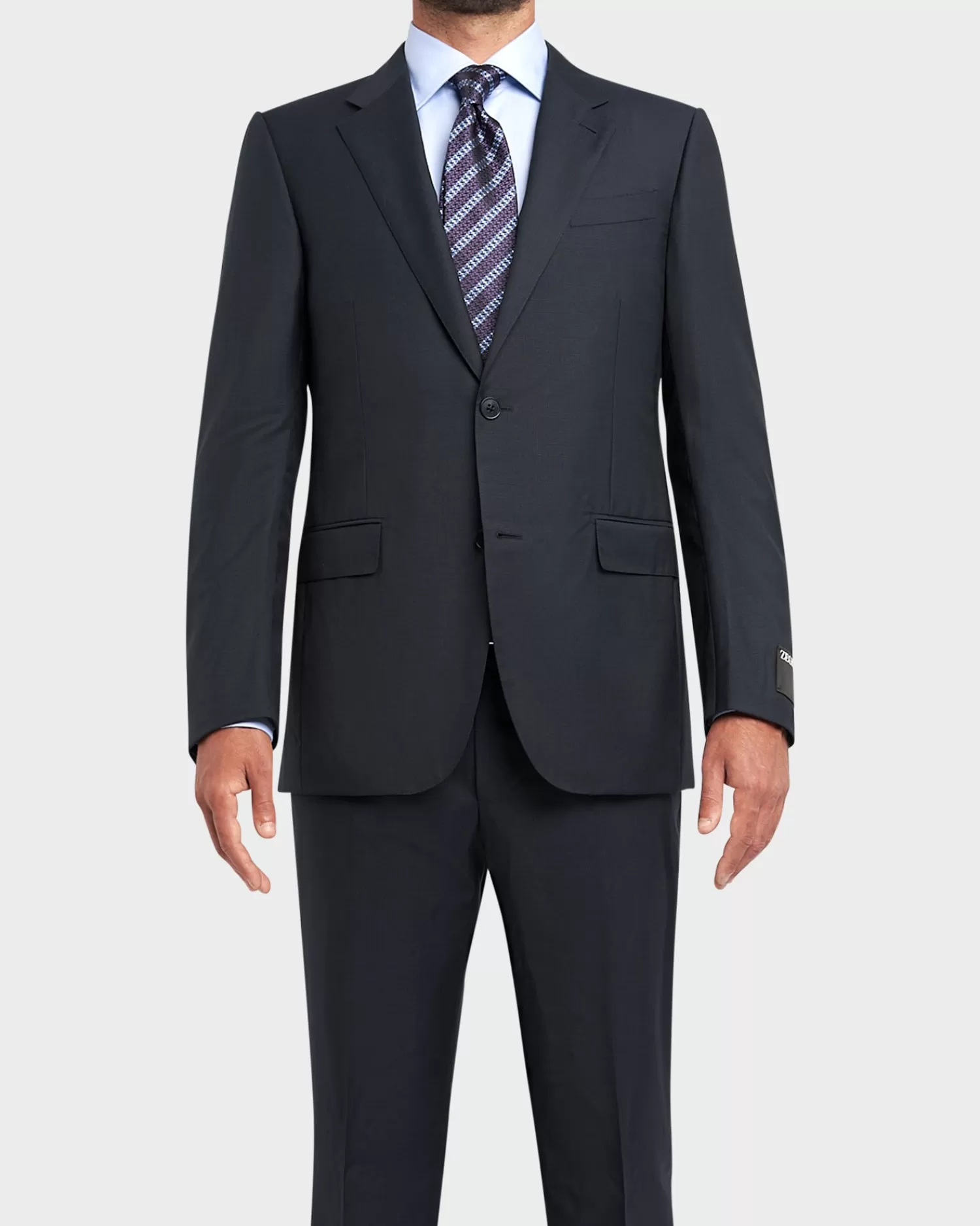 Zegna Deep Blue Check Pattern Wool Suit^ Suiting