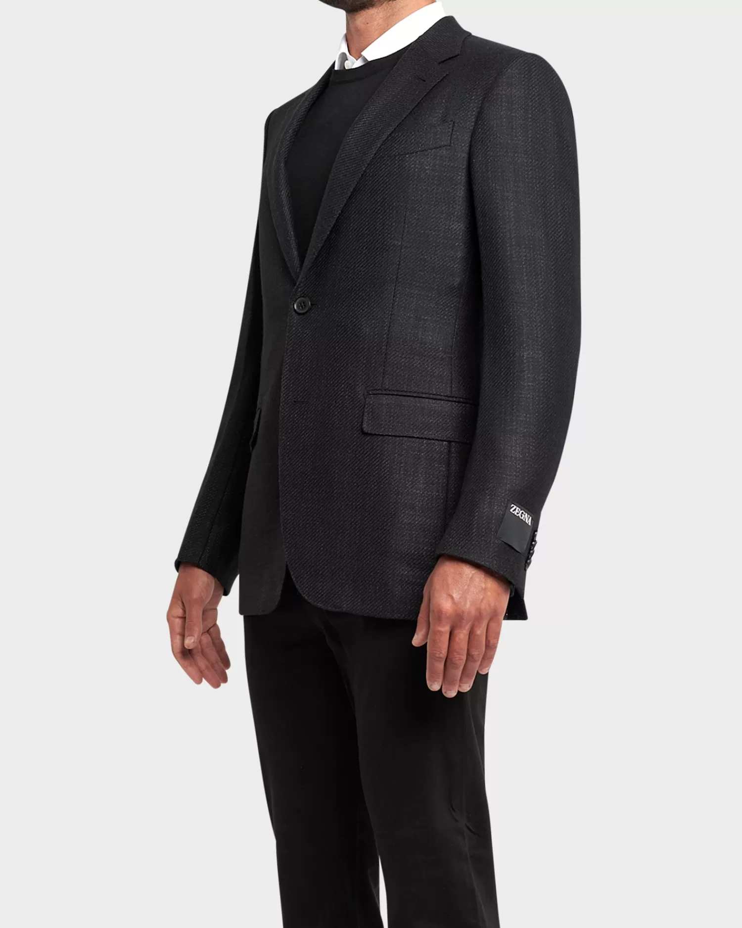 Zegna Deep Charcoal Large Twill Wool Silk Cashmere Sports Jacket^ Sports Jackets