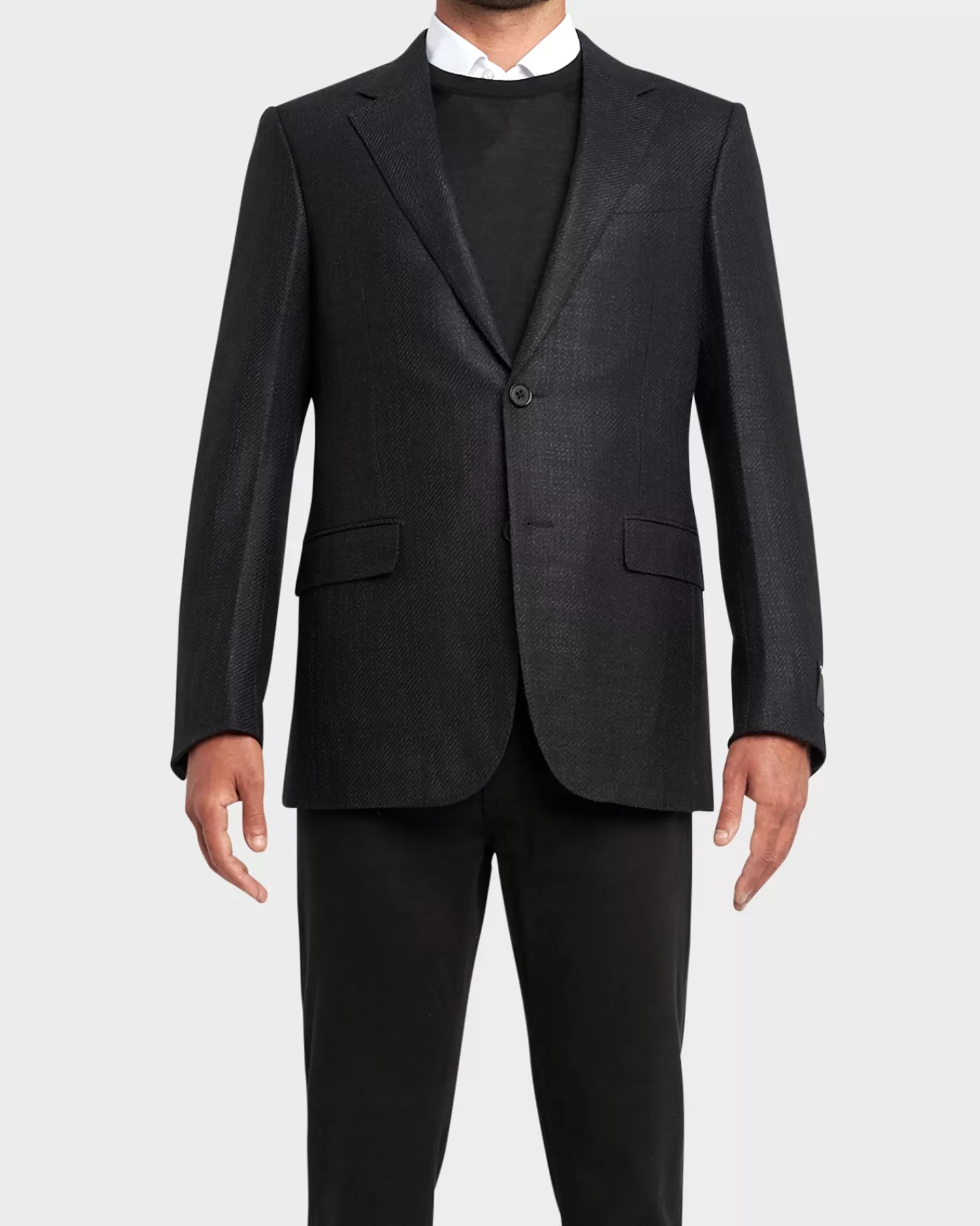 Zegna Deep Charcoal Large Twill Wool Silk Cashmere Sports Jacket^ Sports Jackets