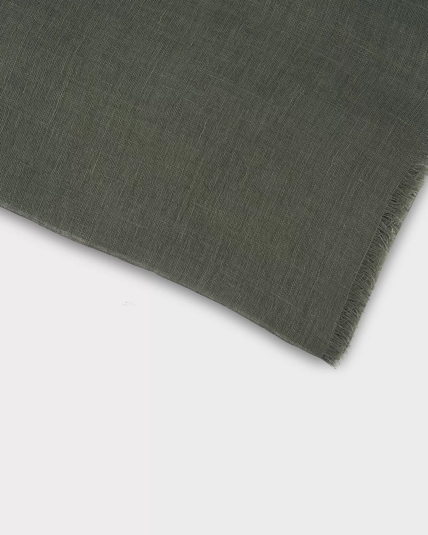 Altea Deep Green Frayed Edge Linen Scarf^ Scarves