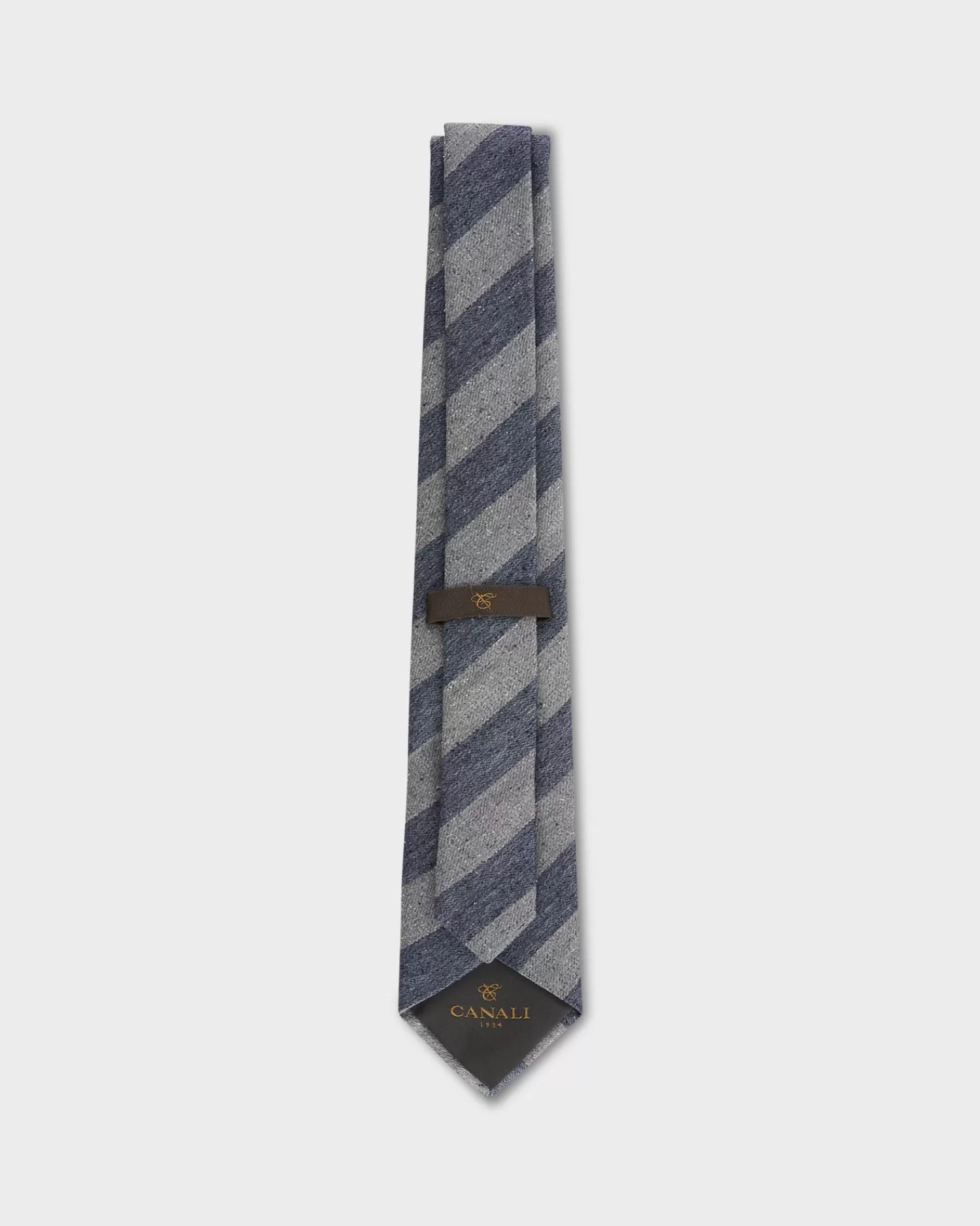 Canali Diagonal Grey And Denim Blue Silk Tie^ Ties