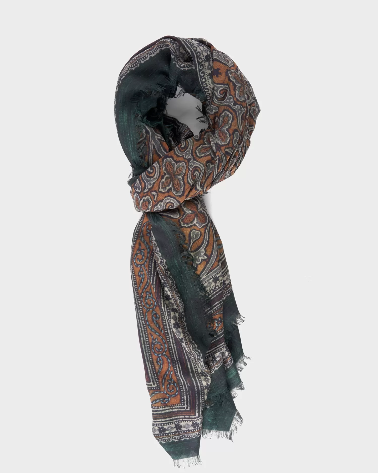 Altea Emerald And Gold Block Print Modal Scarf^ Scarves