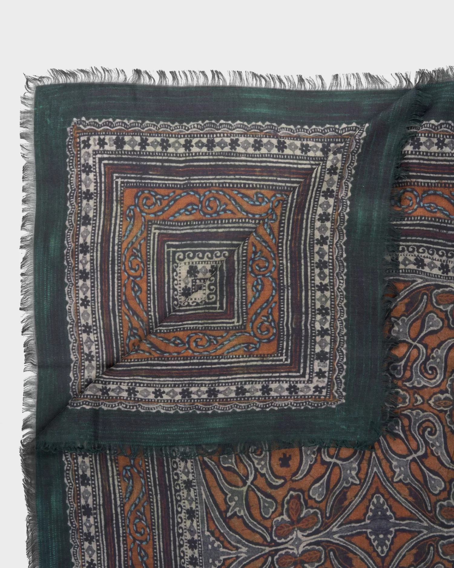 Altea Emerald And Gold Block Print Modal Scarf^ Scarves