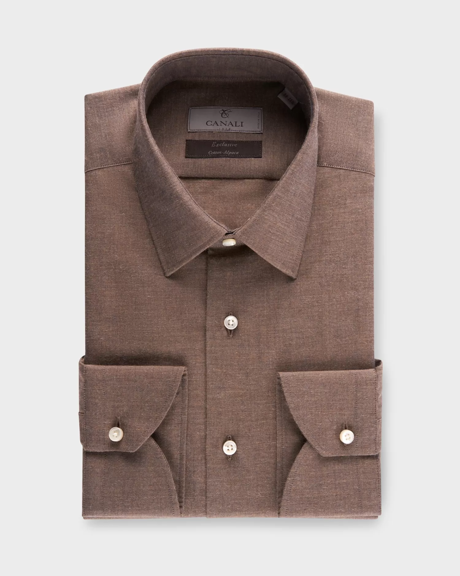 Canali Exclusive Brown Cotton Alpaca Wool Shirt^ Casual Shirts