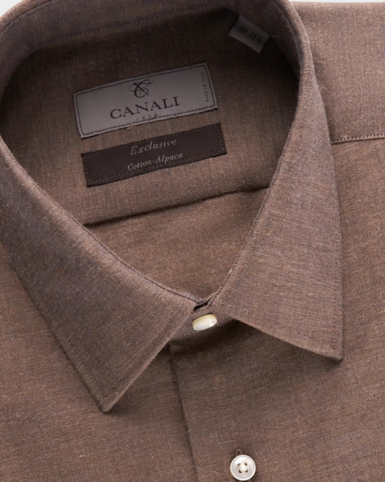 Canali Exclusive Brown Cotton Alpaca Wool Shirt^ Casual Shirts