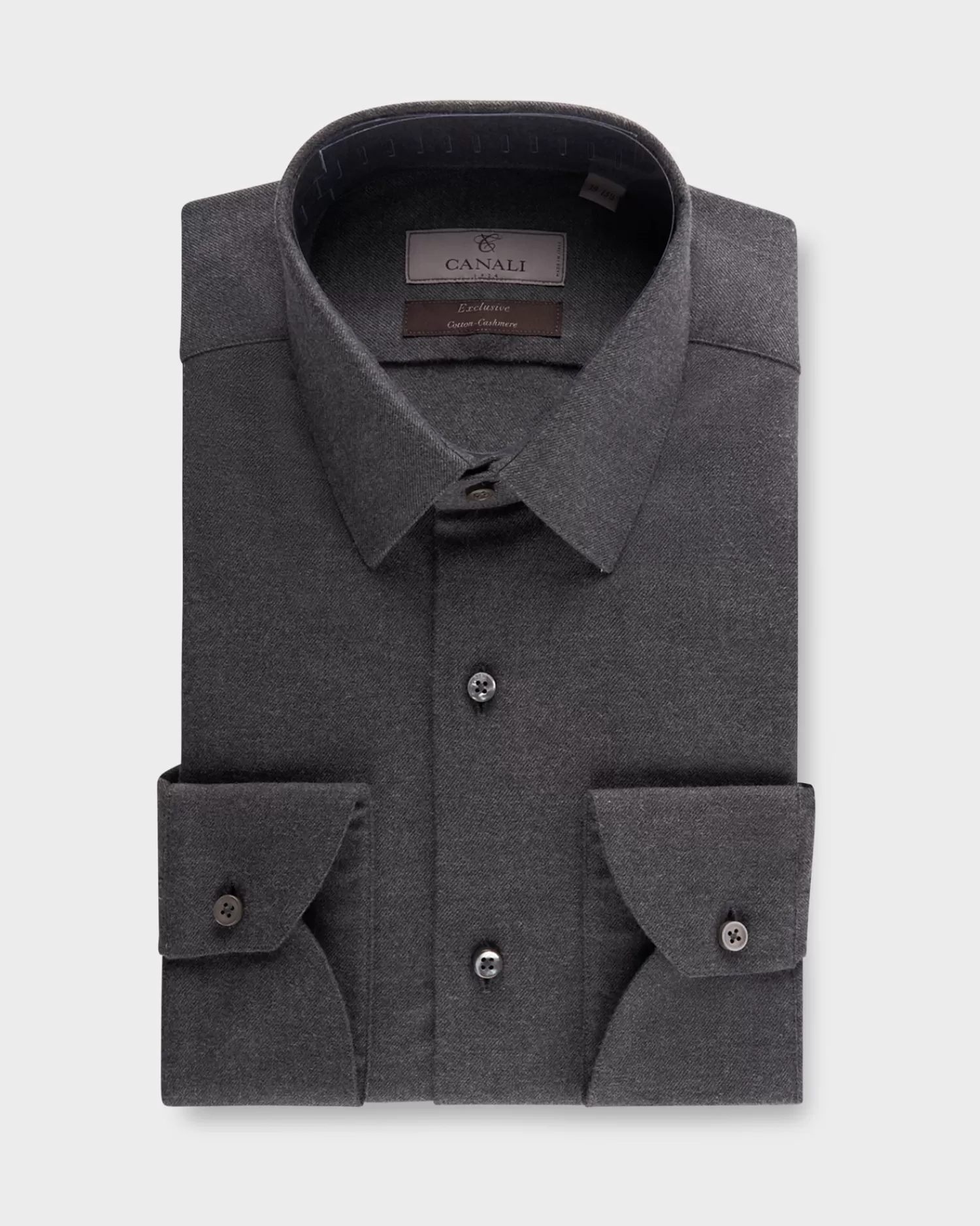 Canali Exclusive Grey Cotton Cashmere Shirt^ Casual Shirts