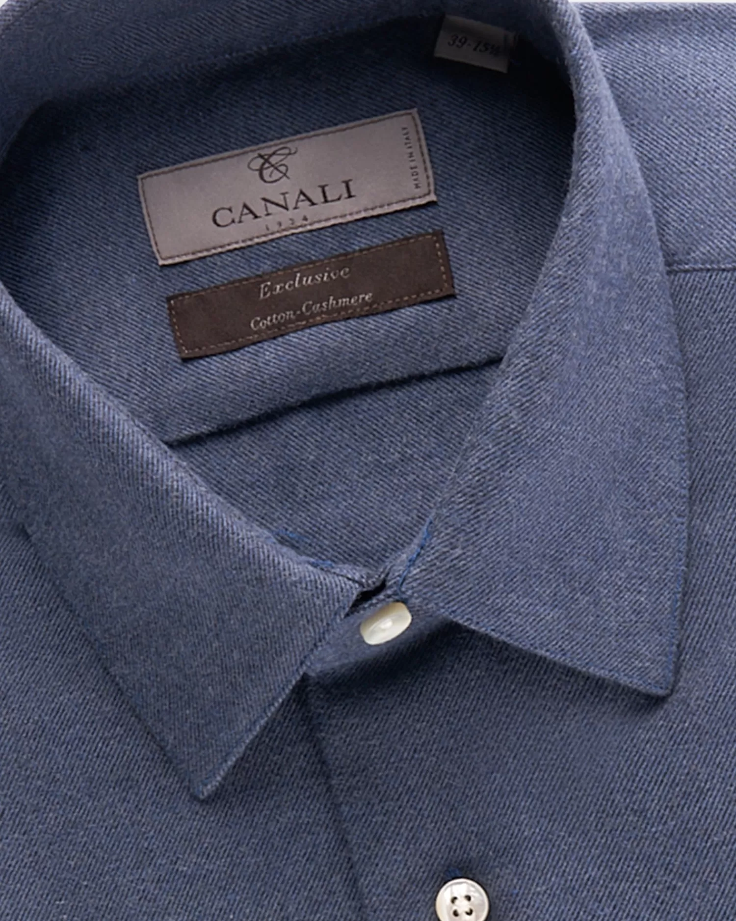 Canali Exclusive Steel Blue Cotton Cashmere Shirt^ Casual Shirts