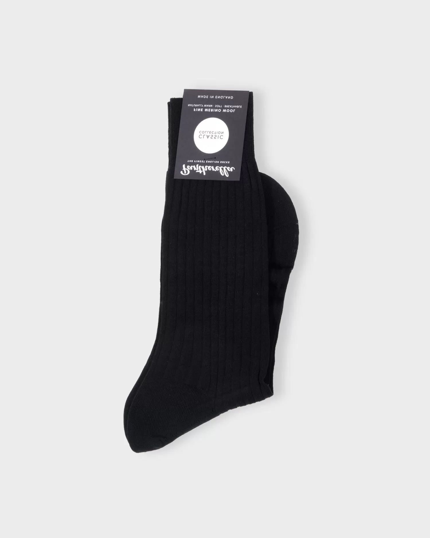 Pantherella Fine Merino Wool Black Socks^ Socks