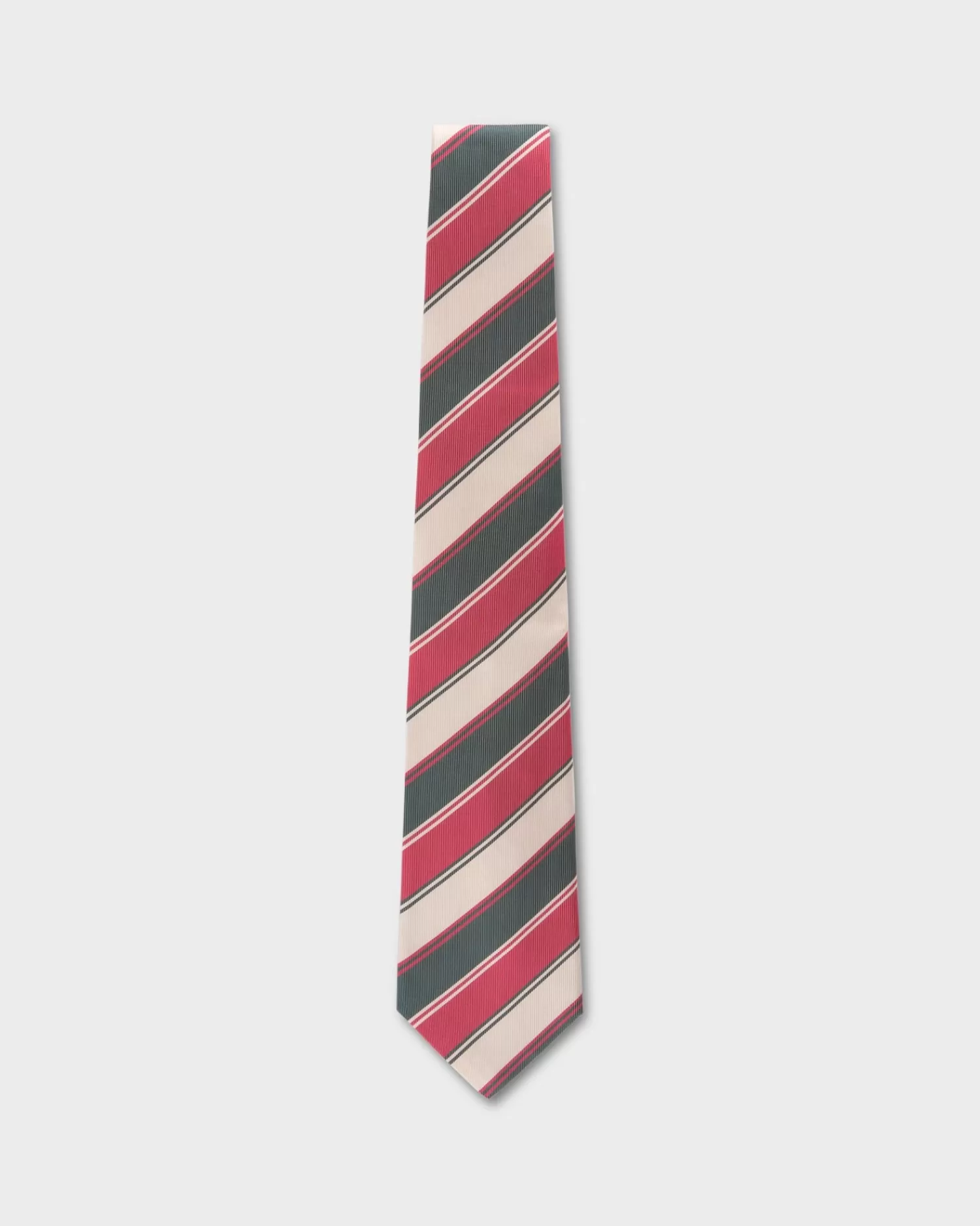 Kiton Fuschia Emerald And Ivory Diagonal Stripe Tie^ Ties