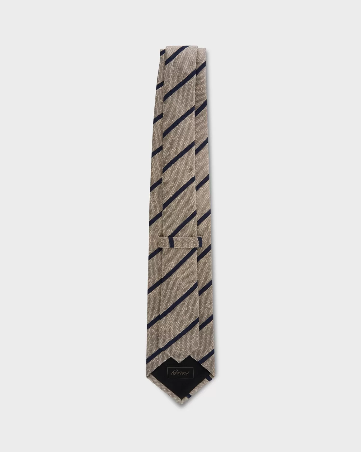 Brioni Gold And Dark Blue Striped Textured Silk Tie^ Ties