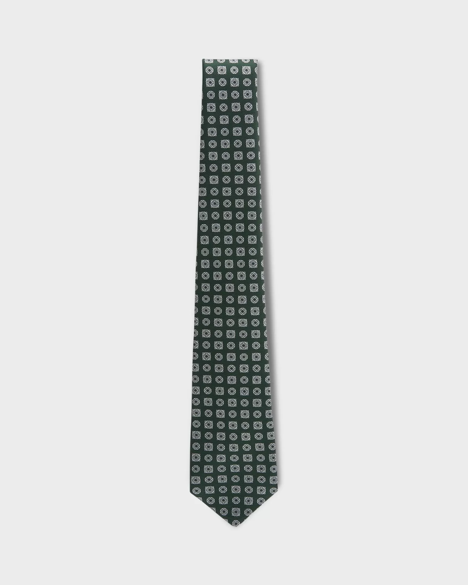 Kiton Green And White Flower Pattern Silk Tie^ Ties