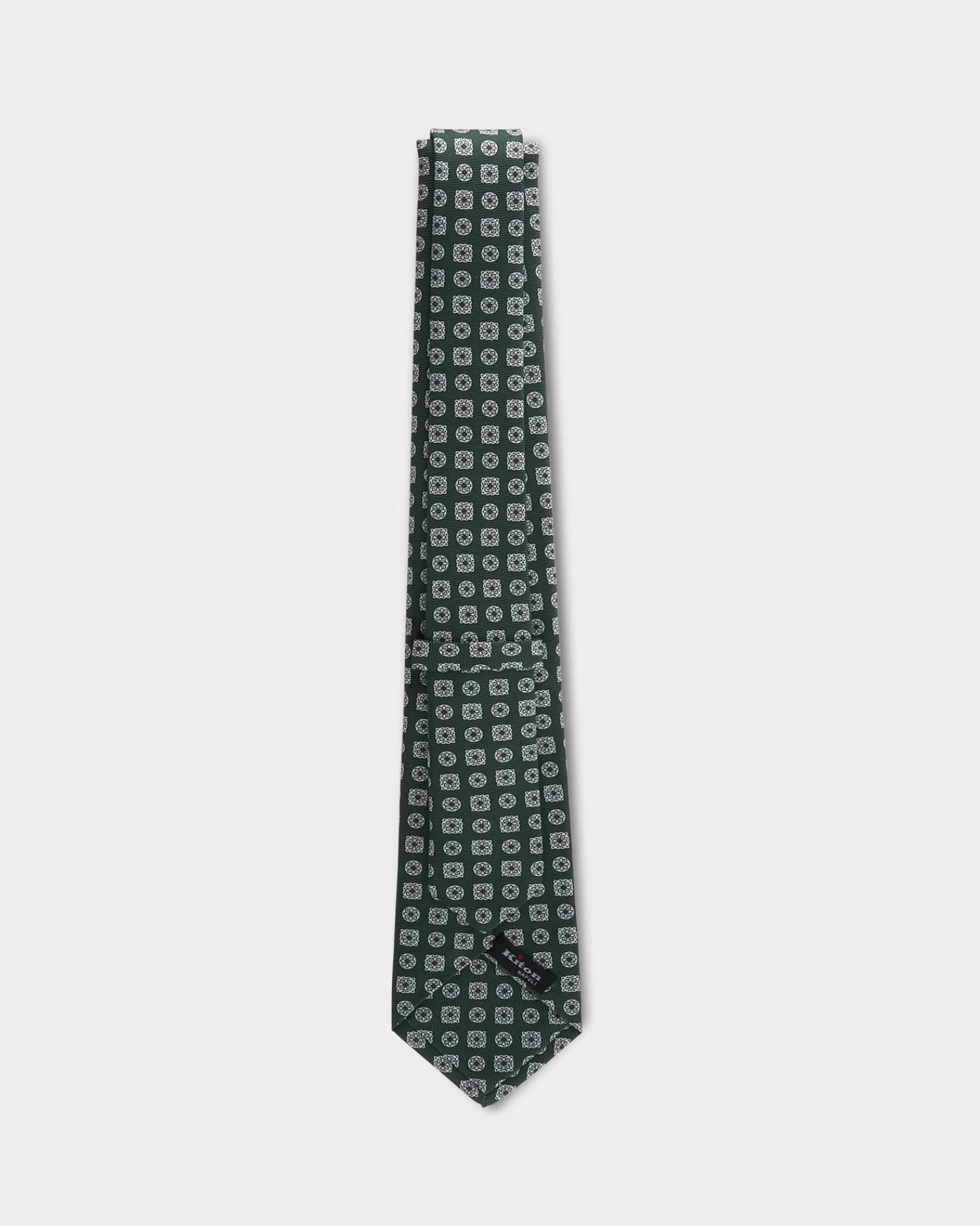 Kiton Green And White Flower Pattern Silk Tie^ Ties