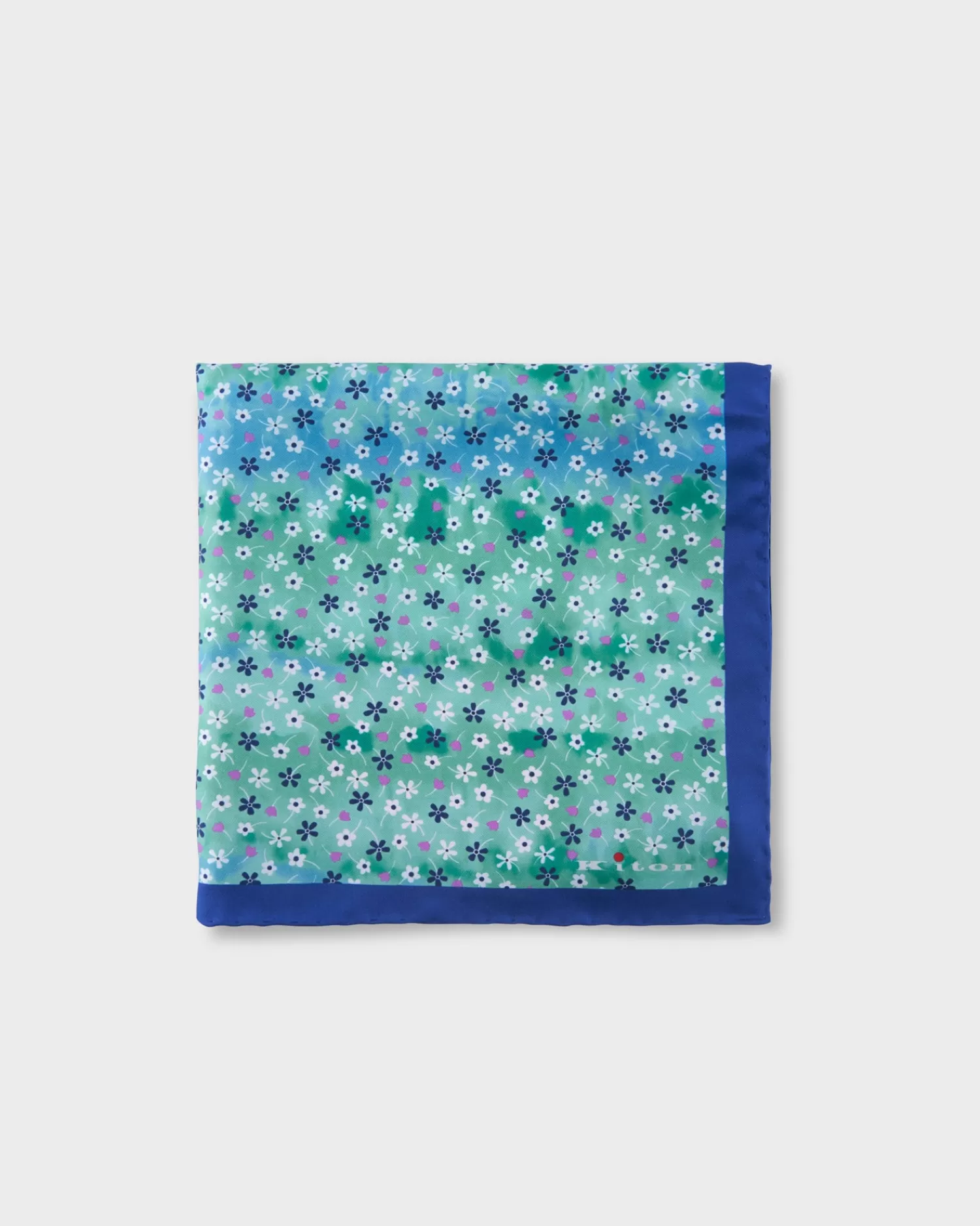 Kiton Green Floral Silk Pocket Square^ Pocket Squares