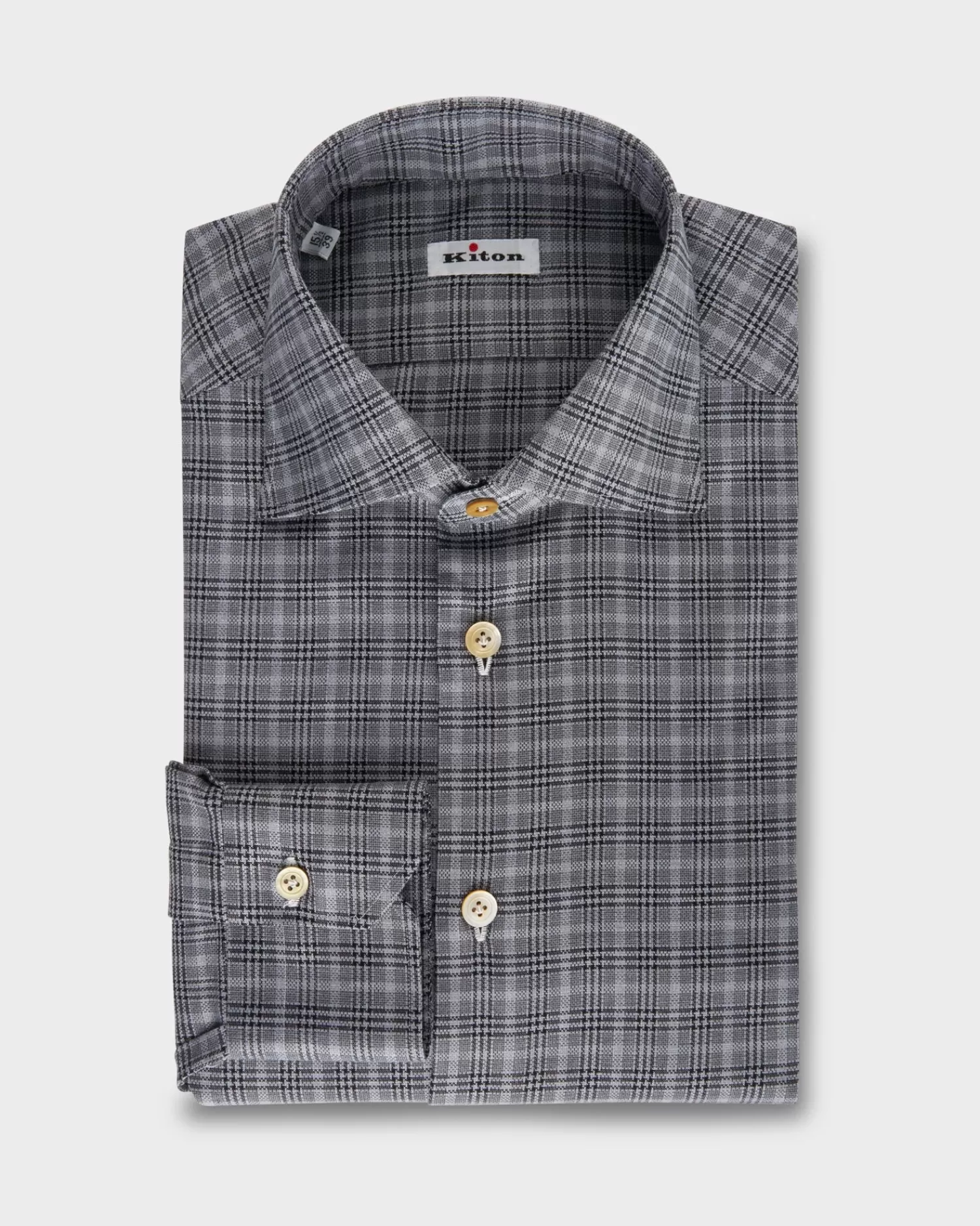 Kiton Grey And Black Check Cotton Shirt^ Casual Shirts