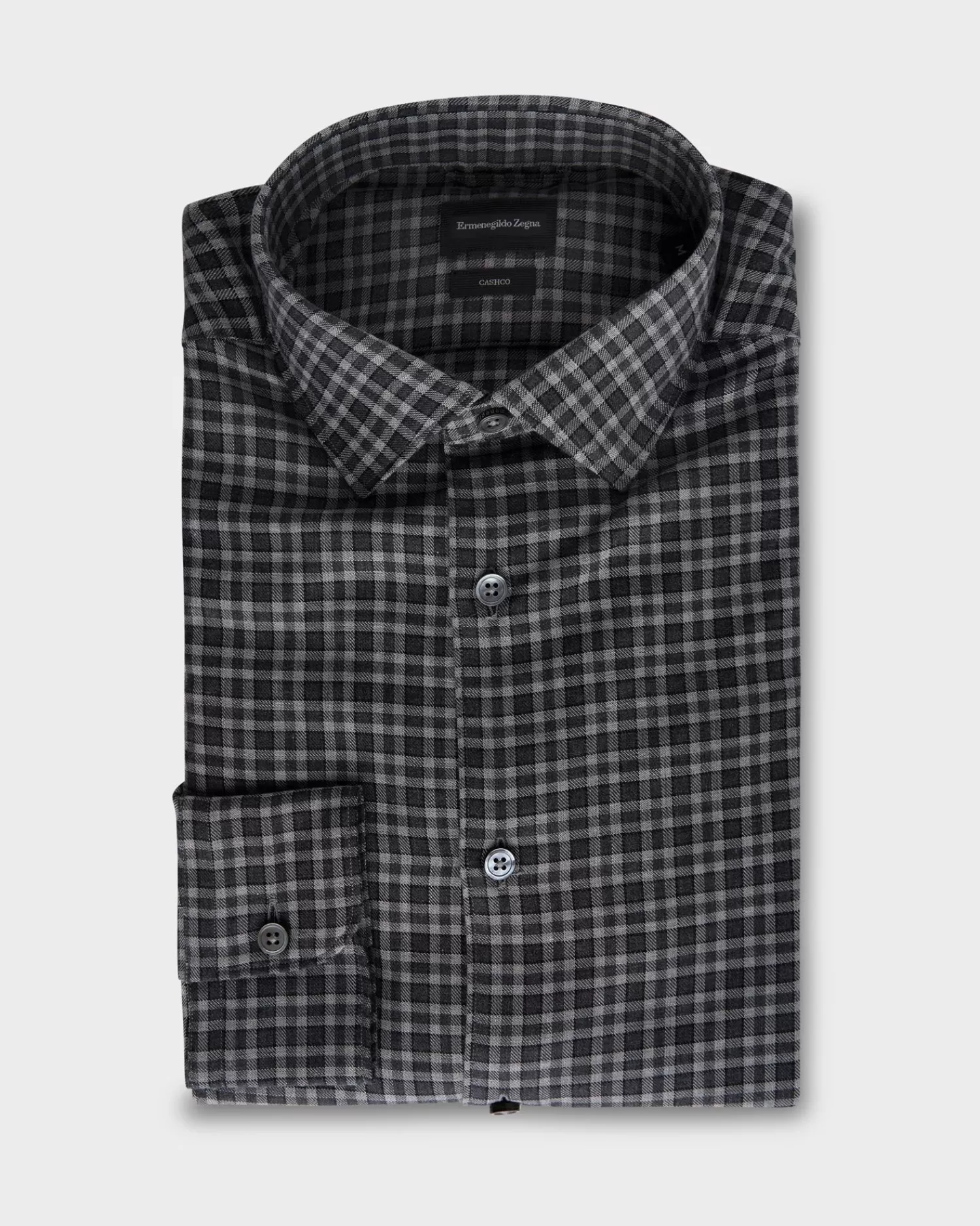 Ermenegildo Zegna Grey Cashco Checked Shirt^ Casual Shirts