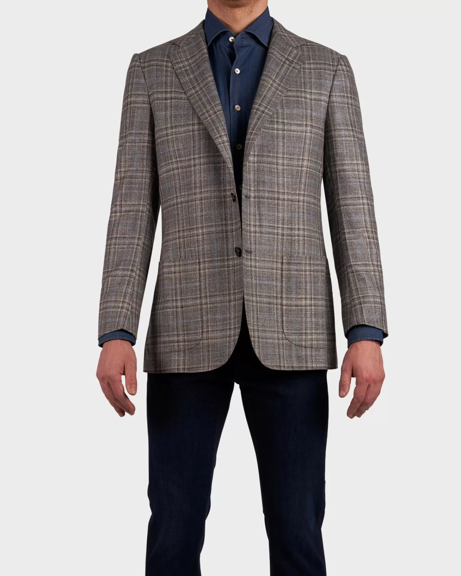 Kiton Grey Check Cashmere Sports Jacket^ Sports Jackets