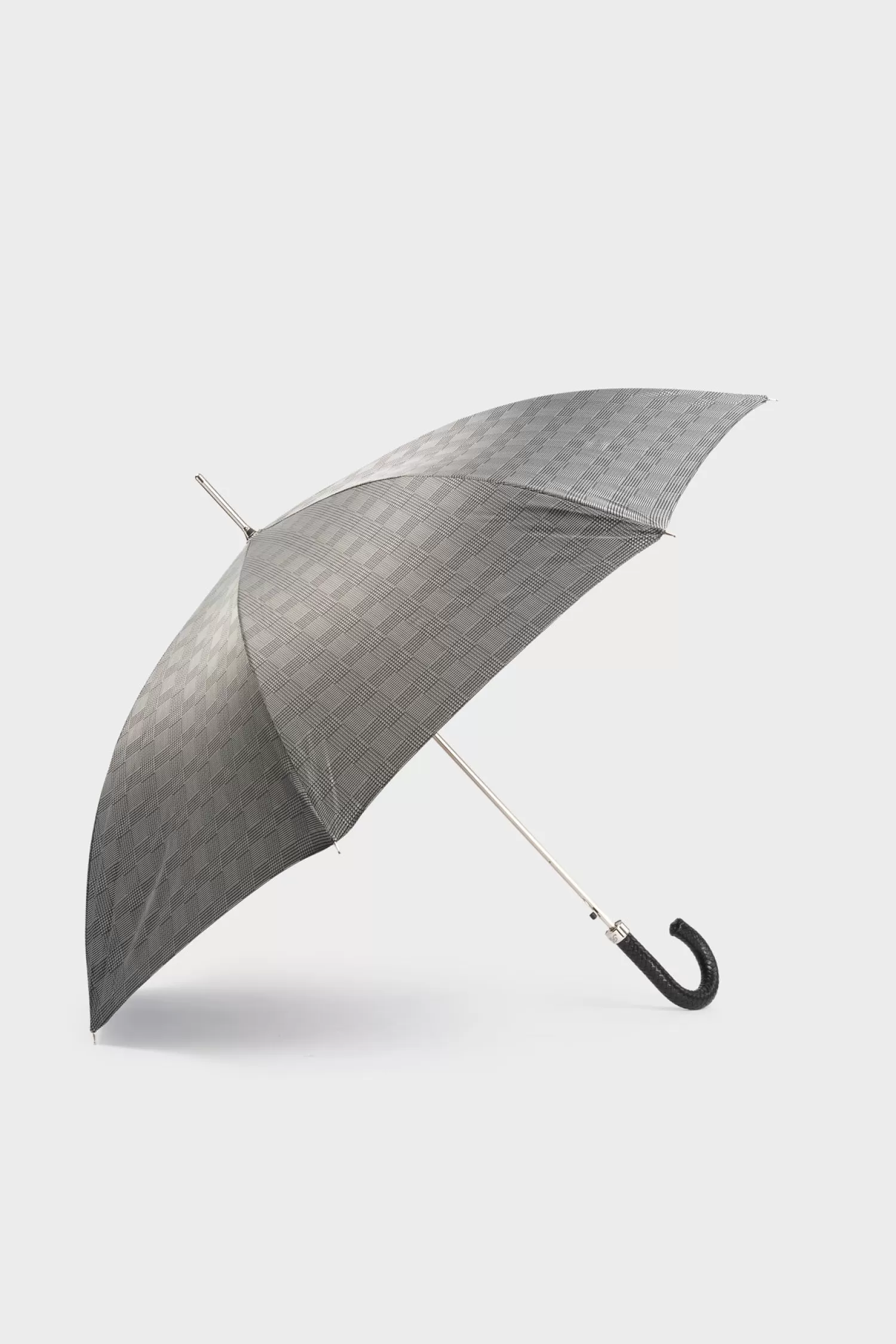 Pasotti Grey Check Leather Handle Umbrella^ Accessories