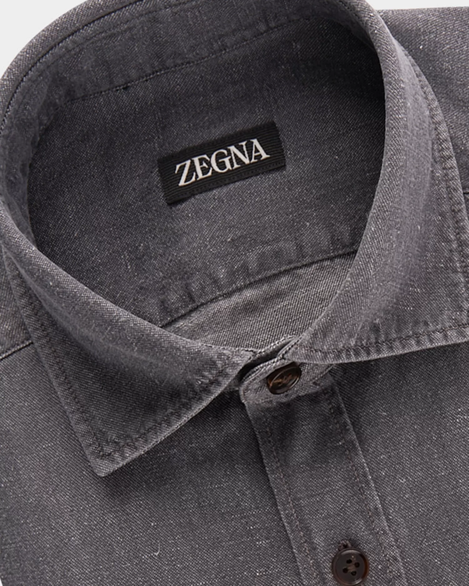 Zegna Grey Cotton Linen Denim Shirt^ Casual Shirts