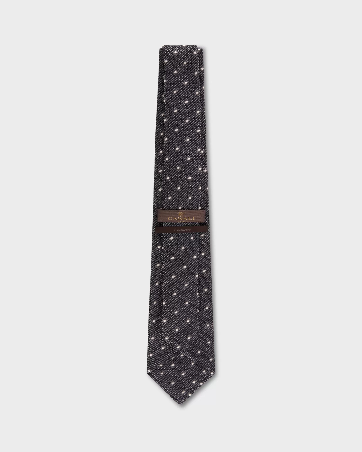 Canali Grey Dotted Silk Tie^ Ties