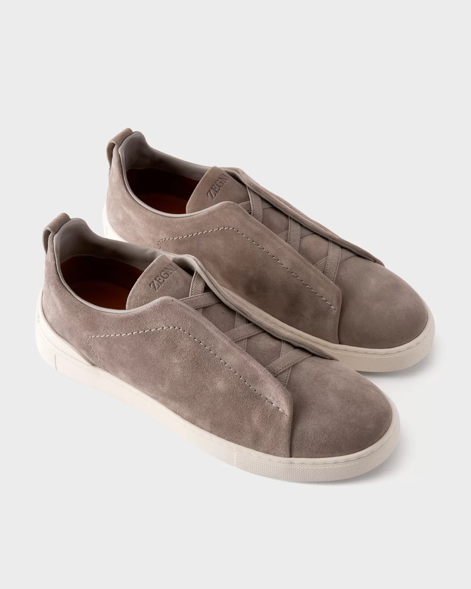 Zegna Grey Melange Suede Triple Stitch Sneakers^ Sneakers