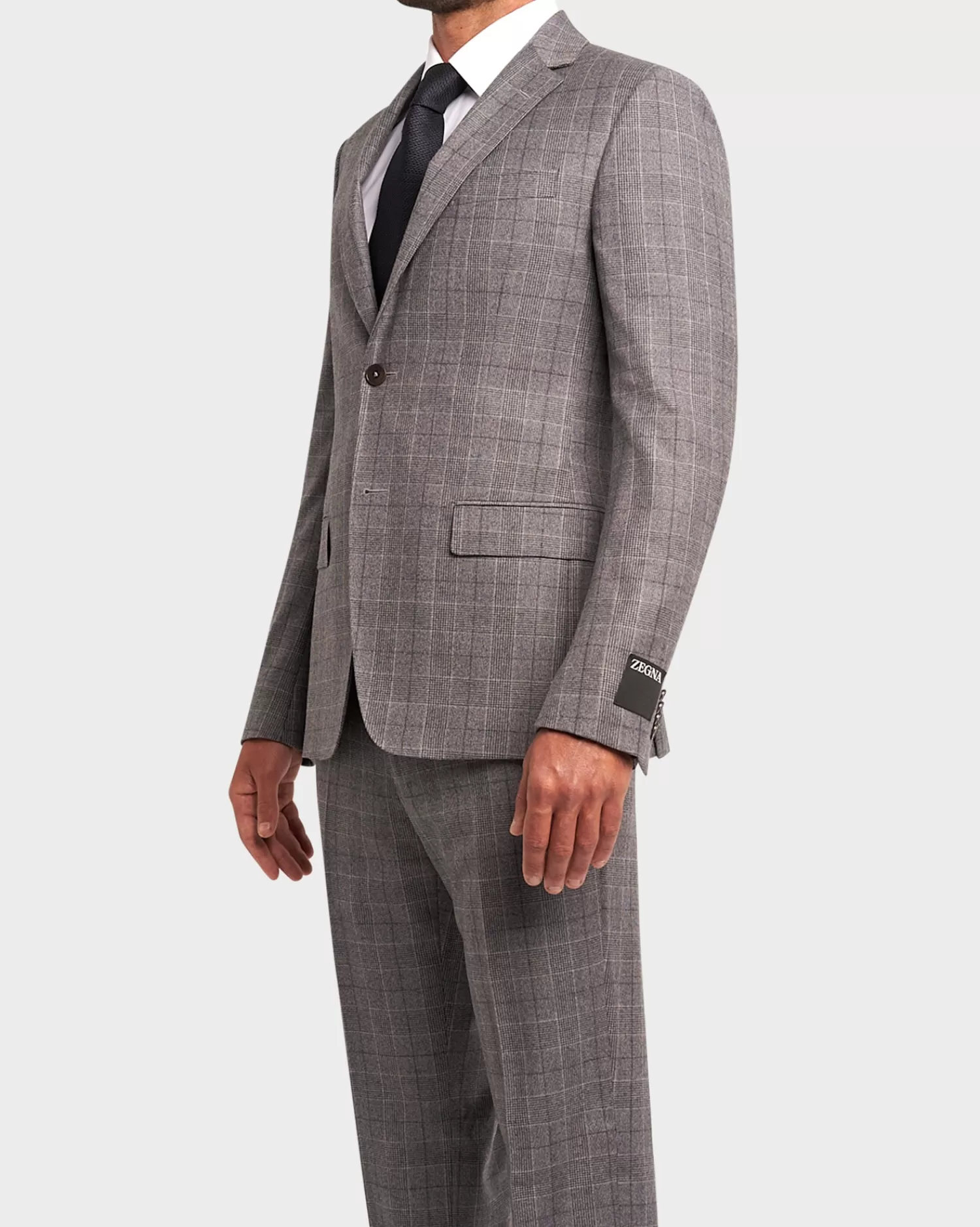 Zegna Grey Prince Of Wales Check Wool Suit^ Suiting