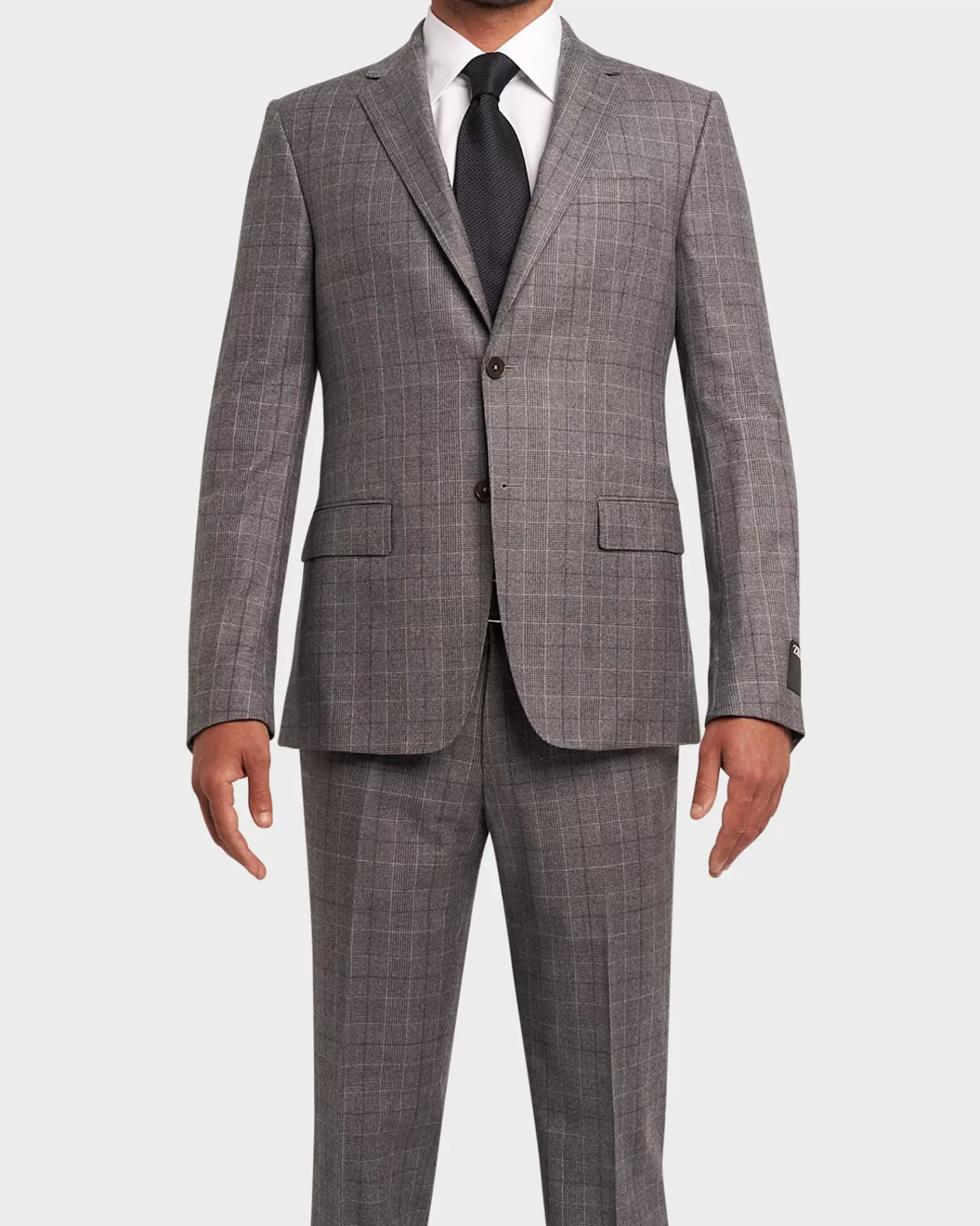 Zegna Grey Prince Of Wales Check Wool Suit^ Suiting