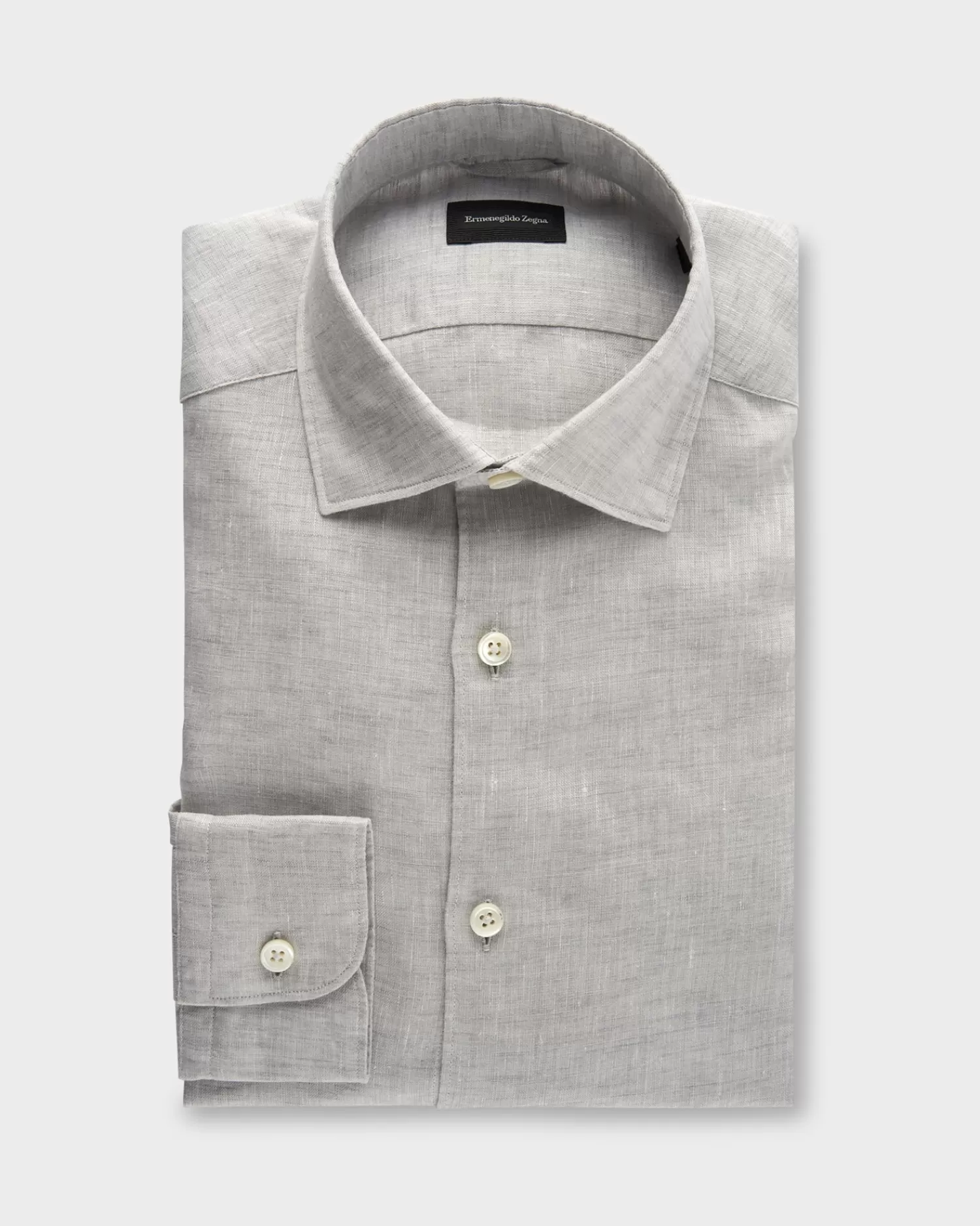 Ermenegildo Zegna Grey Pure Linen Shirt^ Casual Shirts