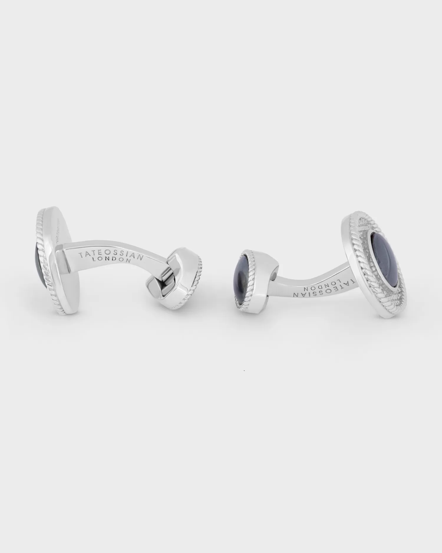 Tateossian Hematite Cable Oval Sterling Silver Cufflinks^ Cufflinks