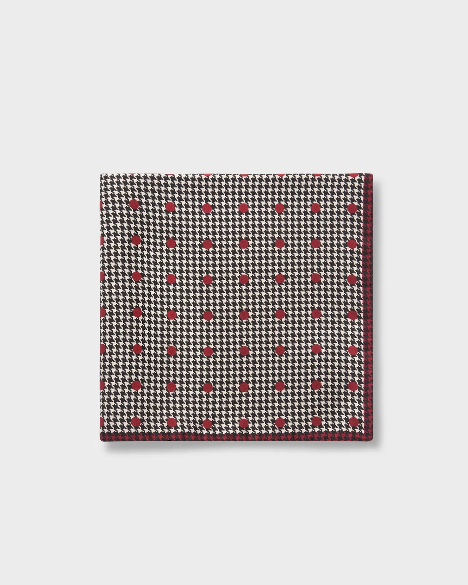 Altea Houndstooth Red Polkadot Silk Pocket Square^ Pocket Squares