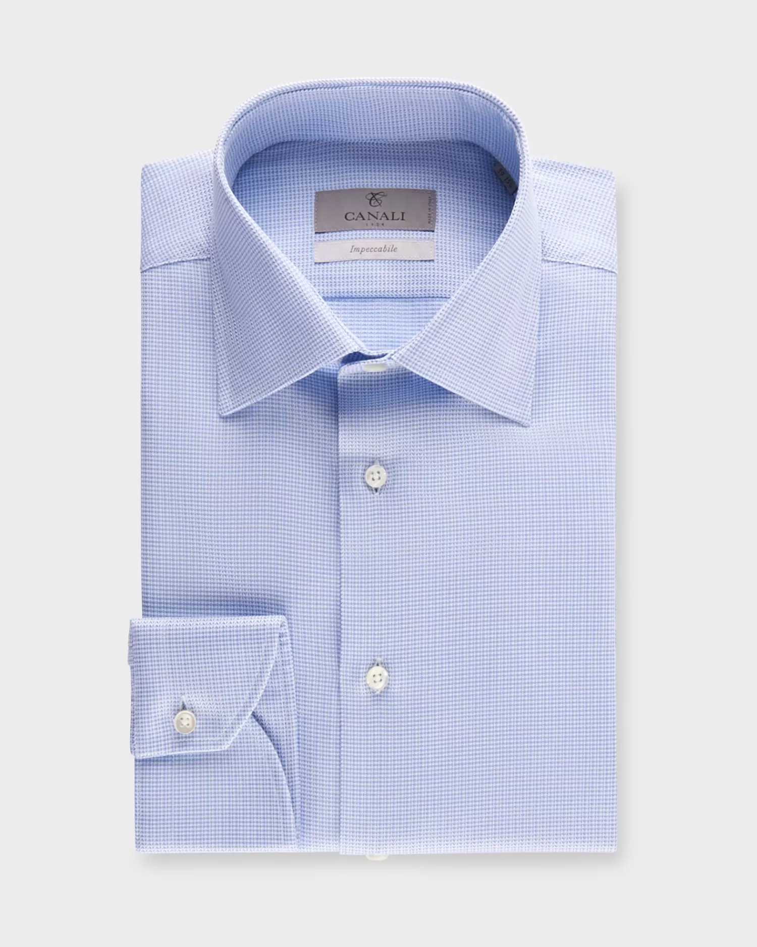 Canali Impeccabile Blue Micro Pattern Cotton Shirt^ Business Shirts