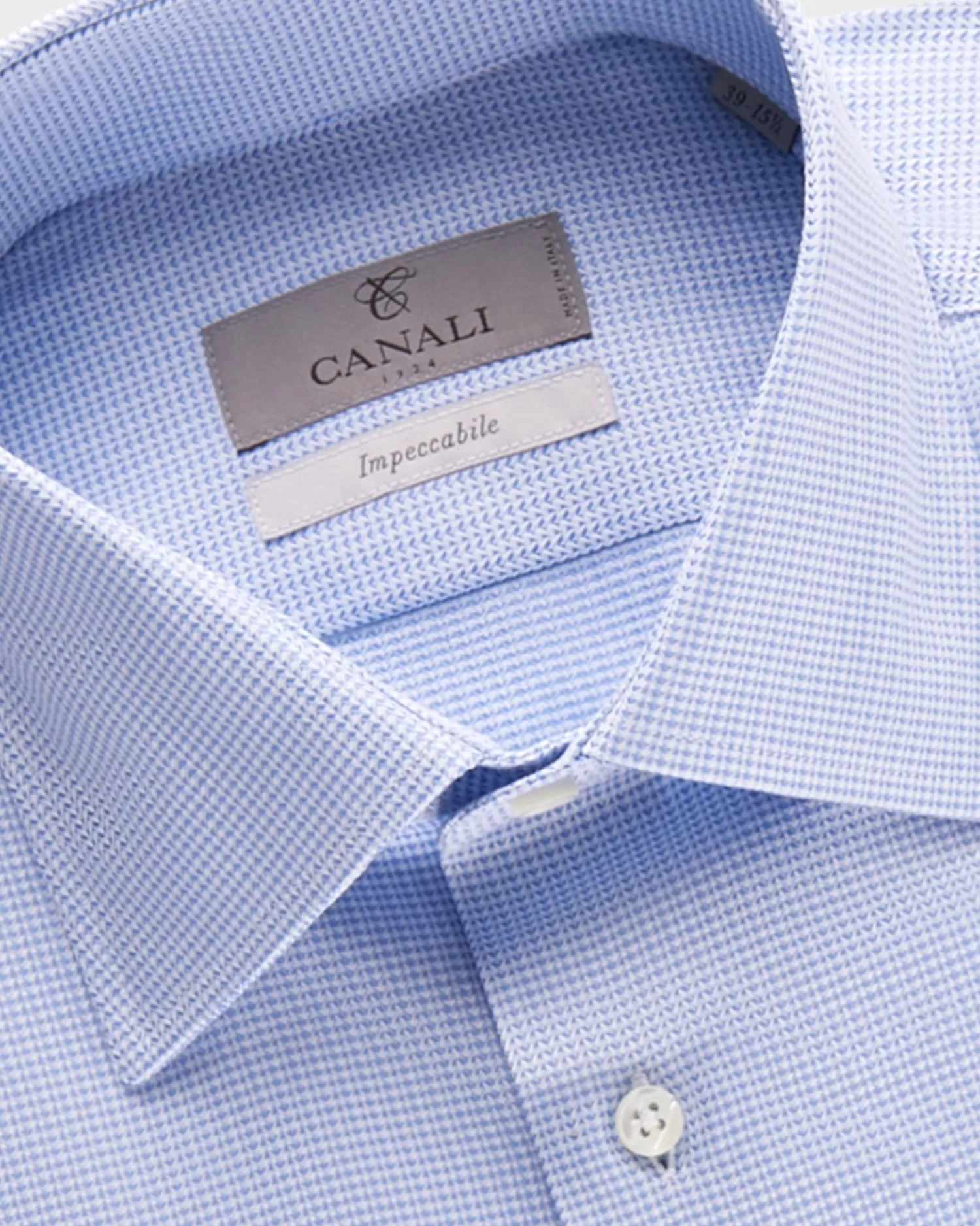 Canali Impeccabile Blue Micro Pattern Cotton Shirt^ Business Shirts