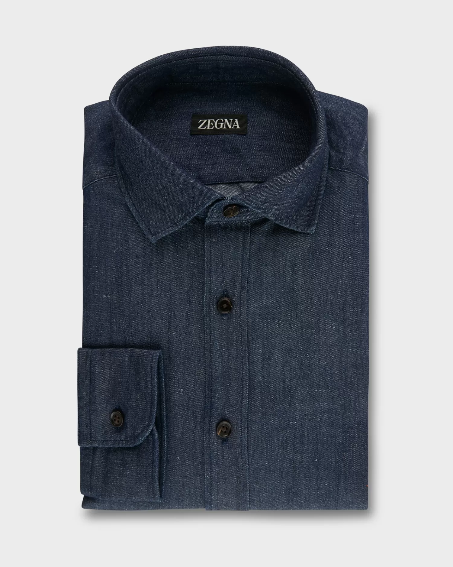 Zegna Indigo Blue Cotton Denim Shirt^ Casual Shirts