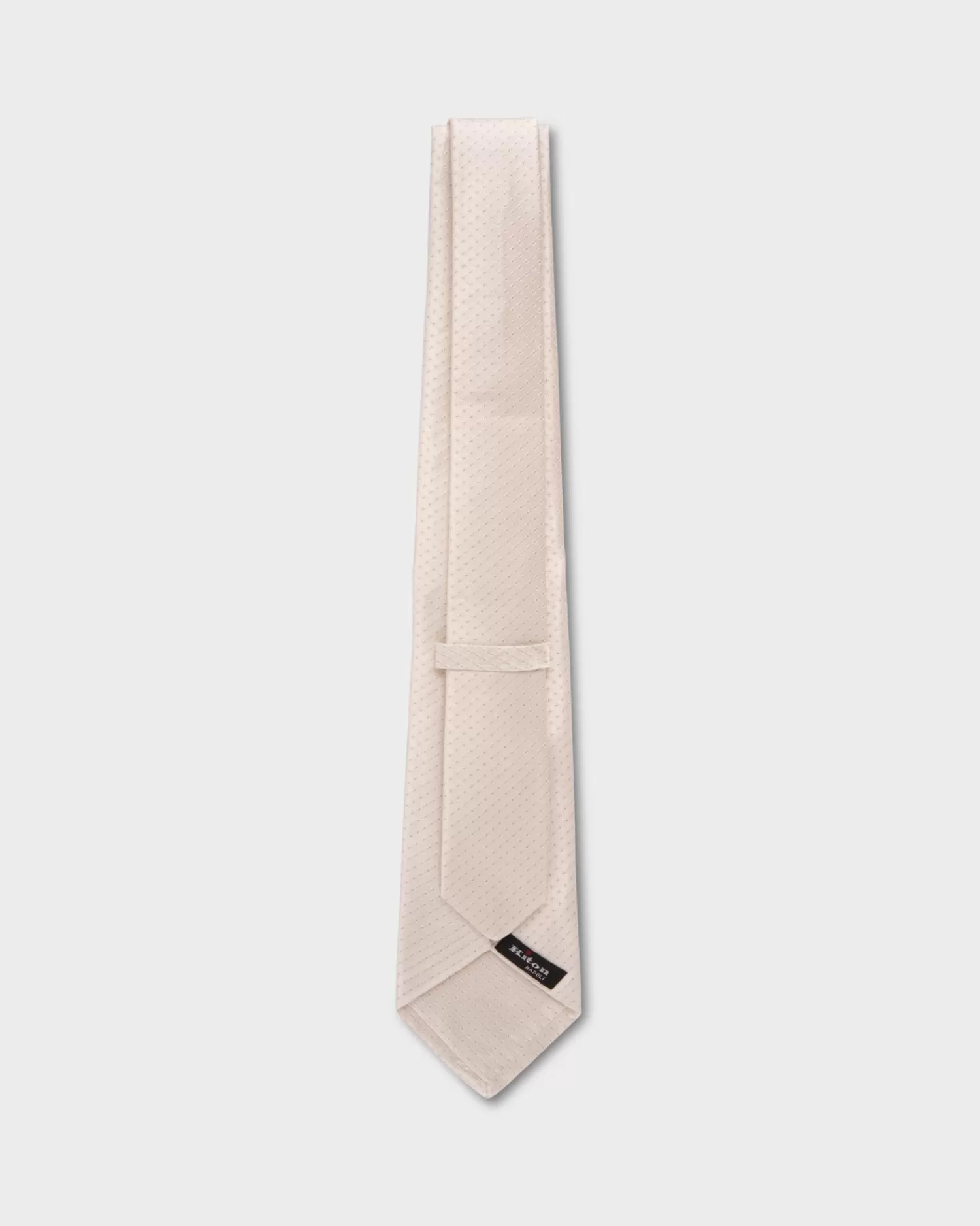 Kiton Ivory Silk Tie With Square Textured Pattern^ Ties