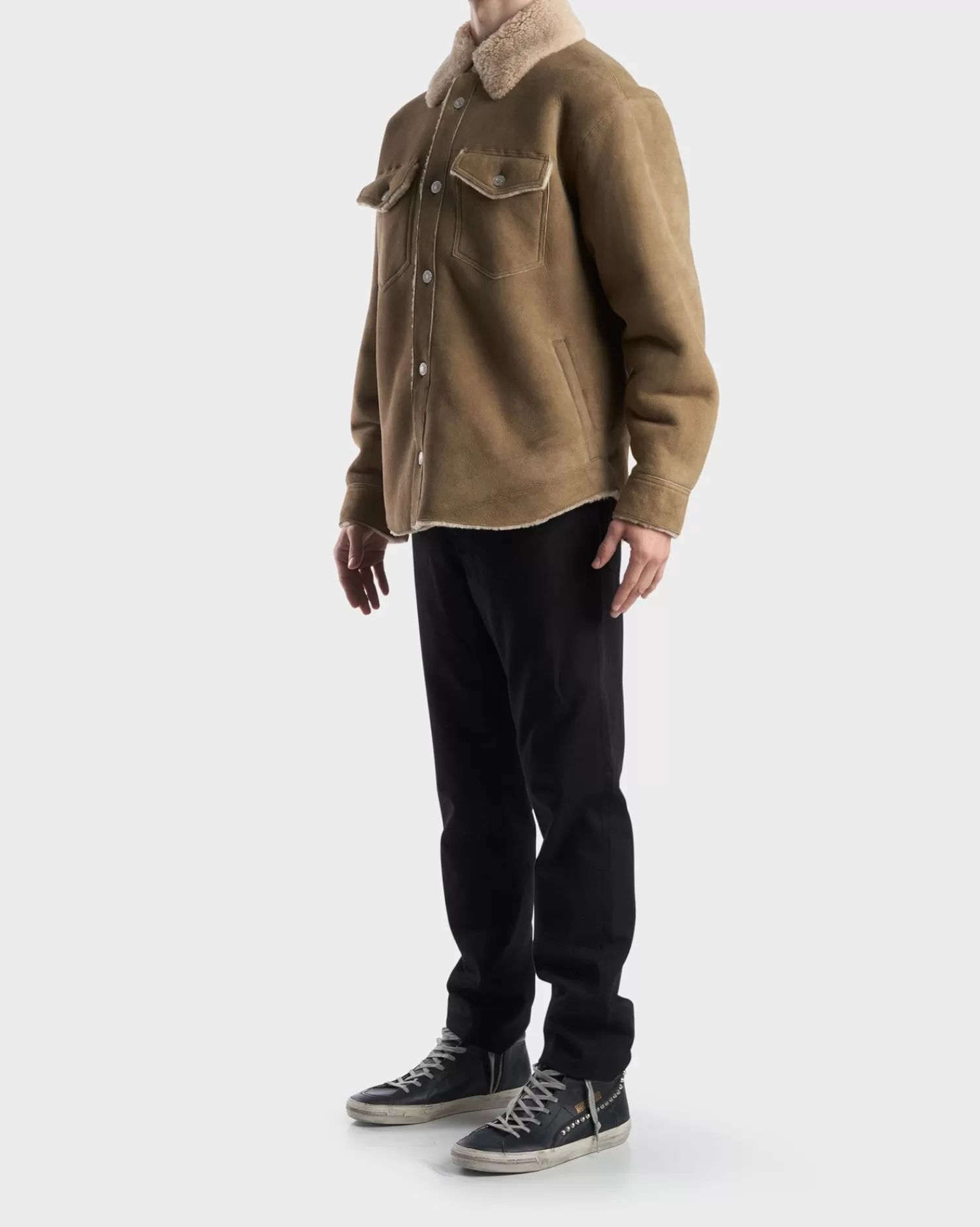 Isabel Marant Khaki Oversize Shearling Shirt Jacket^ Coats And Jackets