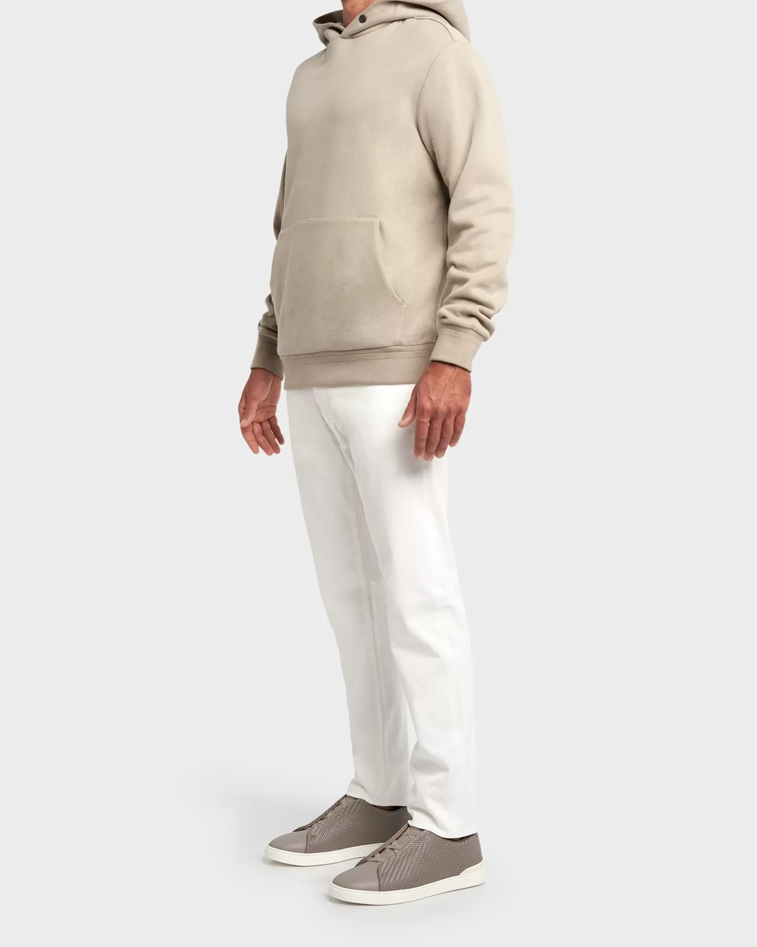 Zegna Light Beige Cotton Cashmere Hoodie^ Sweatshirts And Hoodies