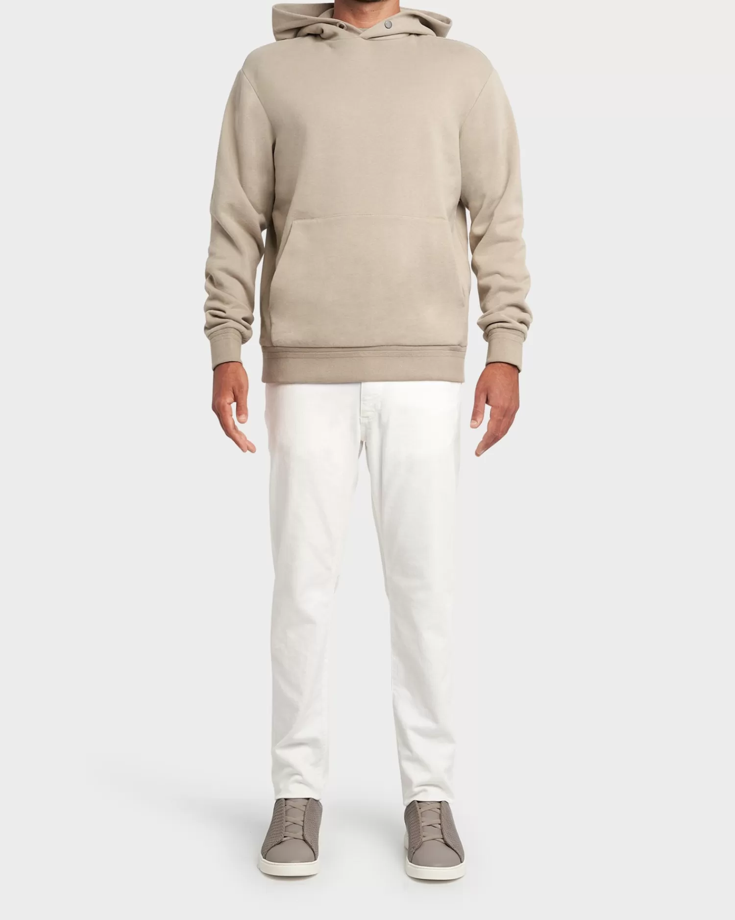 Zegna Light Beige Cotton Cashmere Hoodie^ Sweatshirts And Hoodies