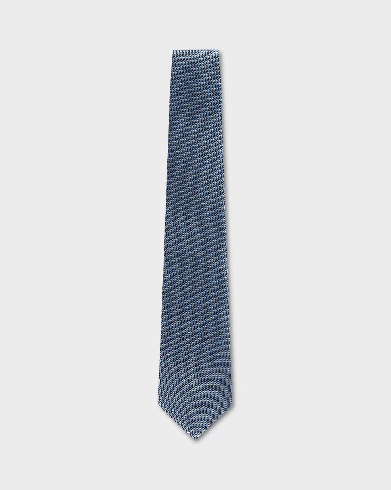 Zegna Light Blue And Black Triangular Pattern Silk Tie^ Ties